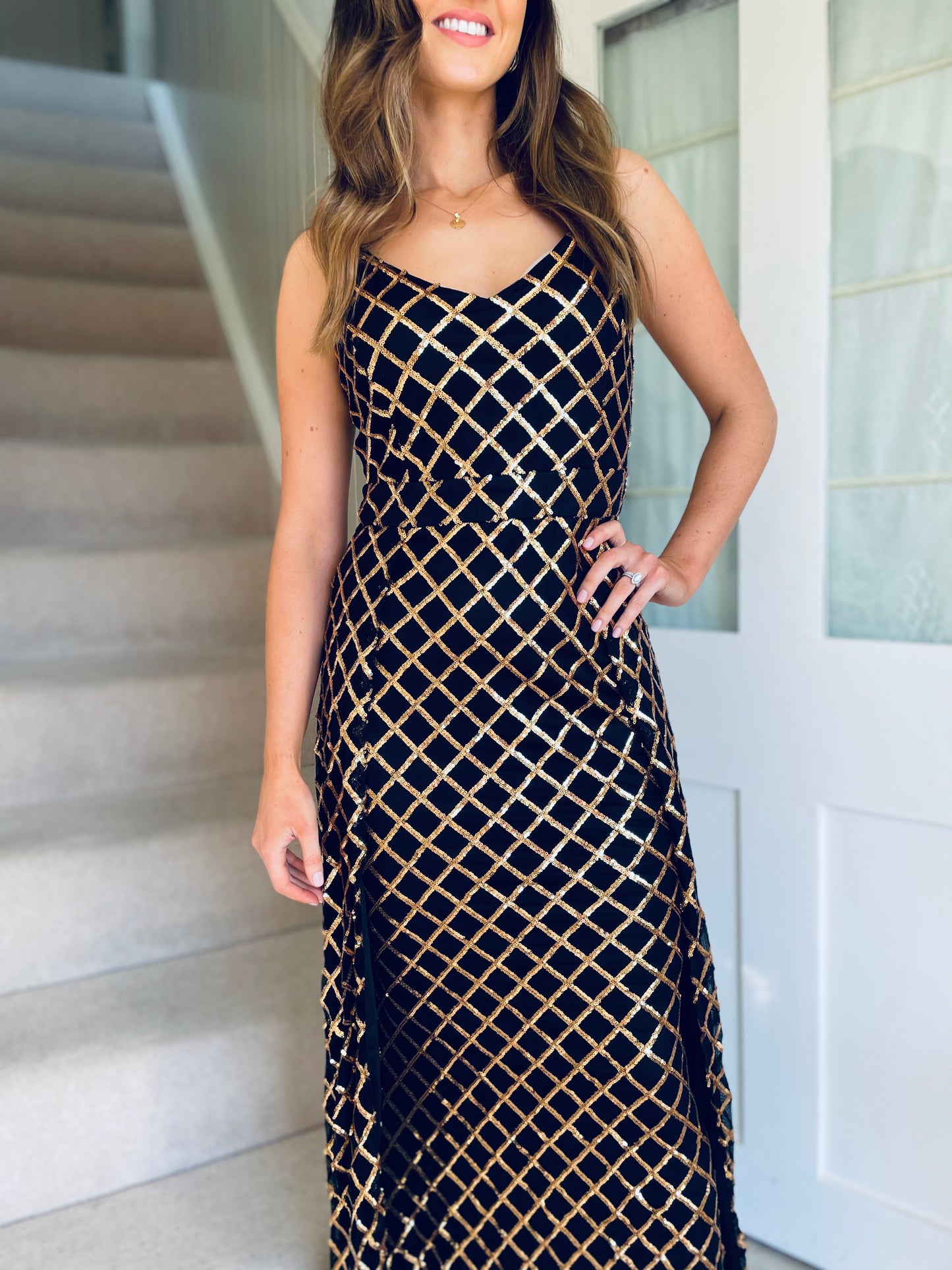 Una Dress Black & Gold