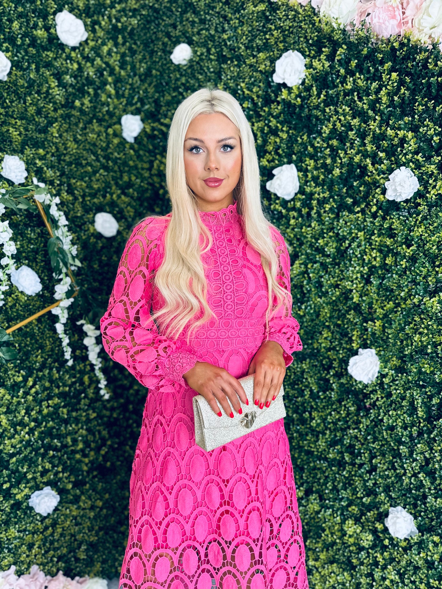 Briana Crochet Maxi Dress Pink