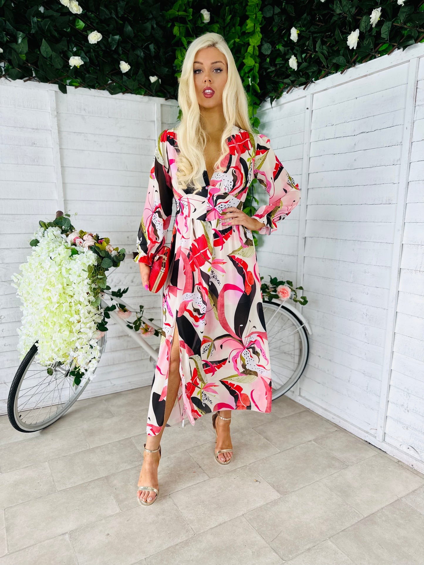 Dom Floral Print Midi Dress