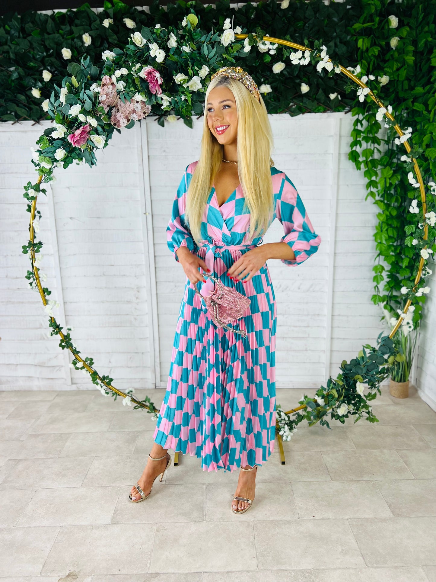 Sonika Dress Pink/Cyan