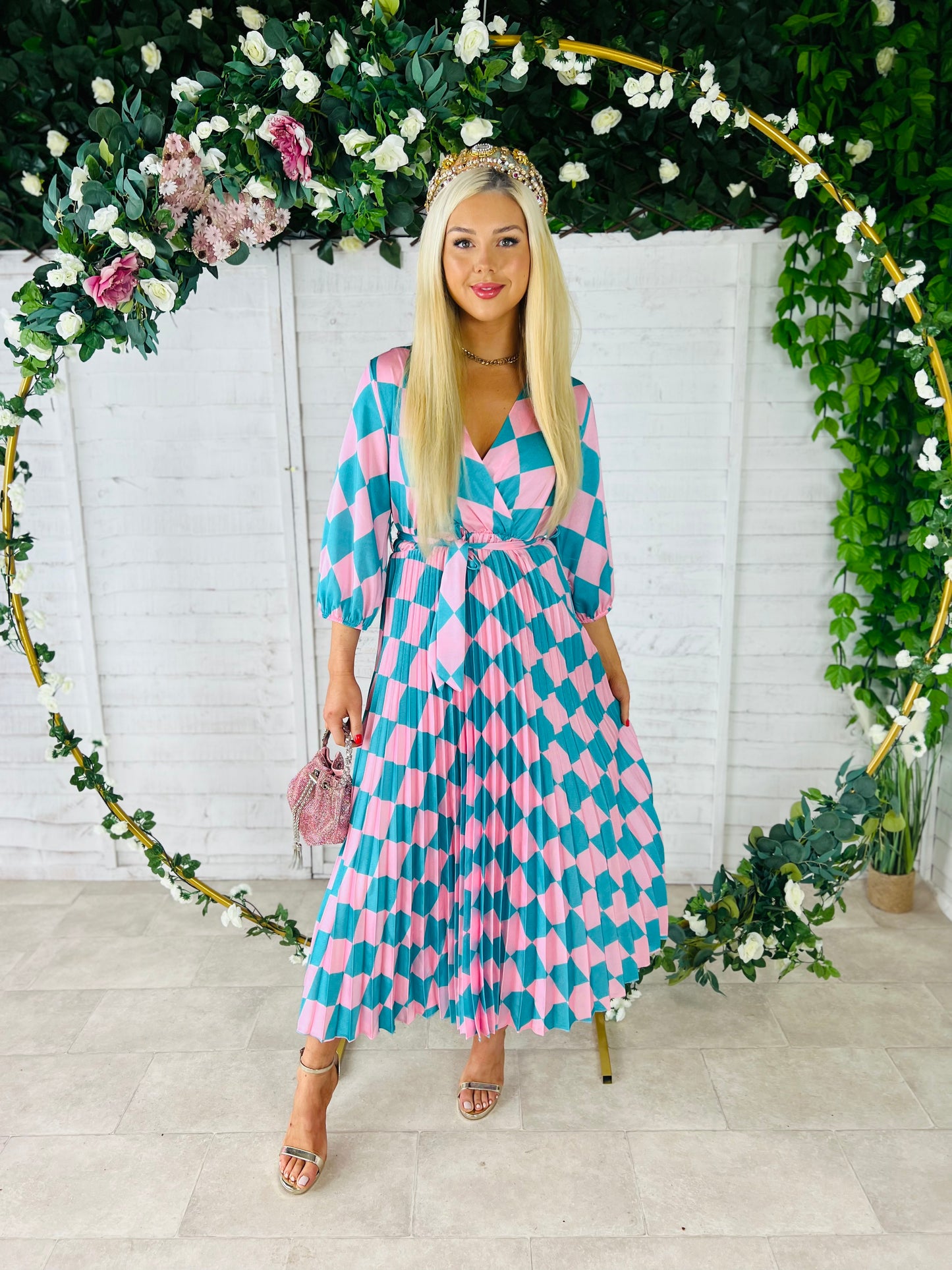 Sonika Dress Pink/Cyan