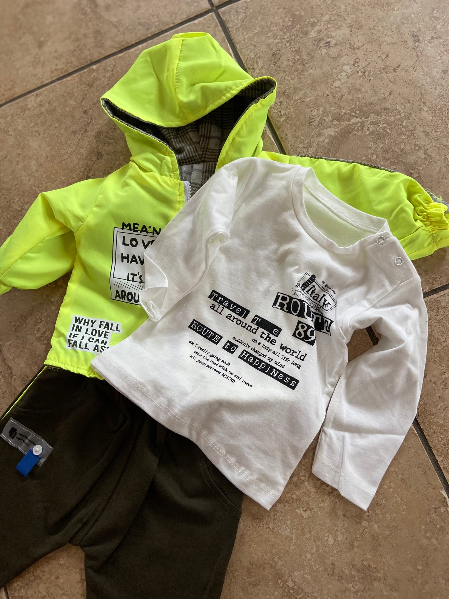 Boys zip hoodie tracksuit neon yellow