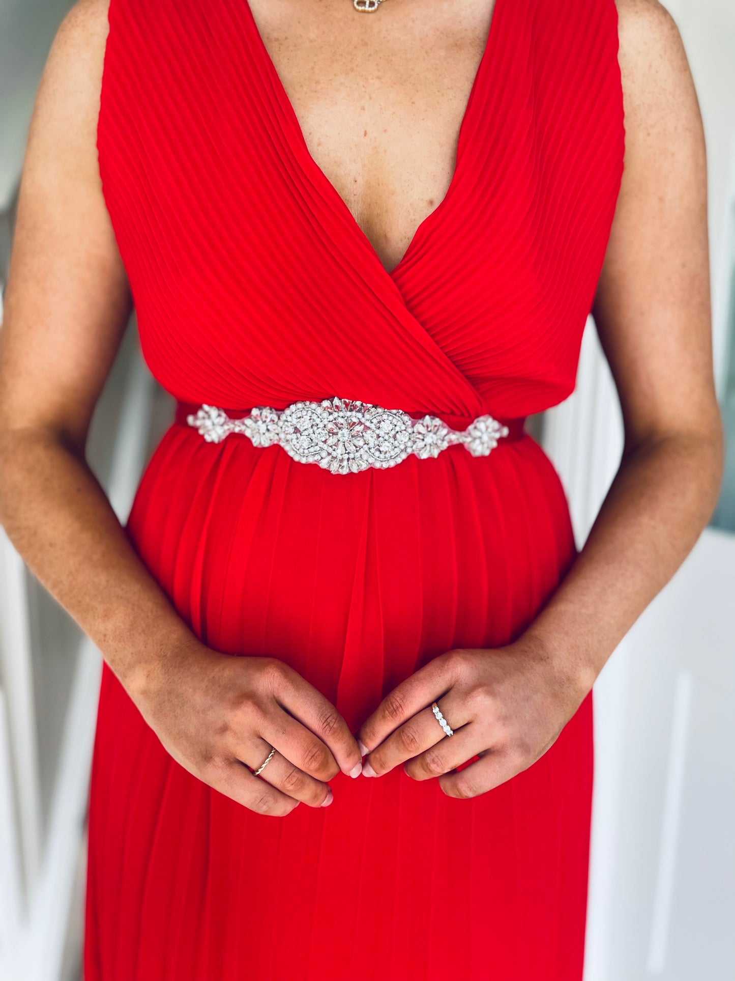Embellished belt red