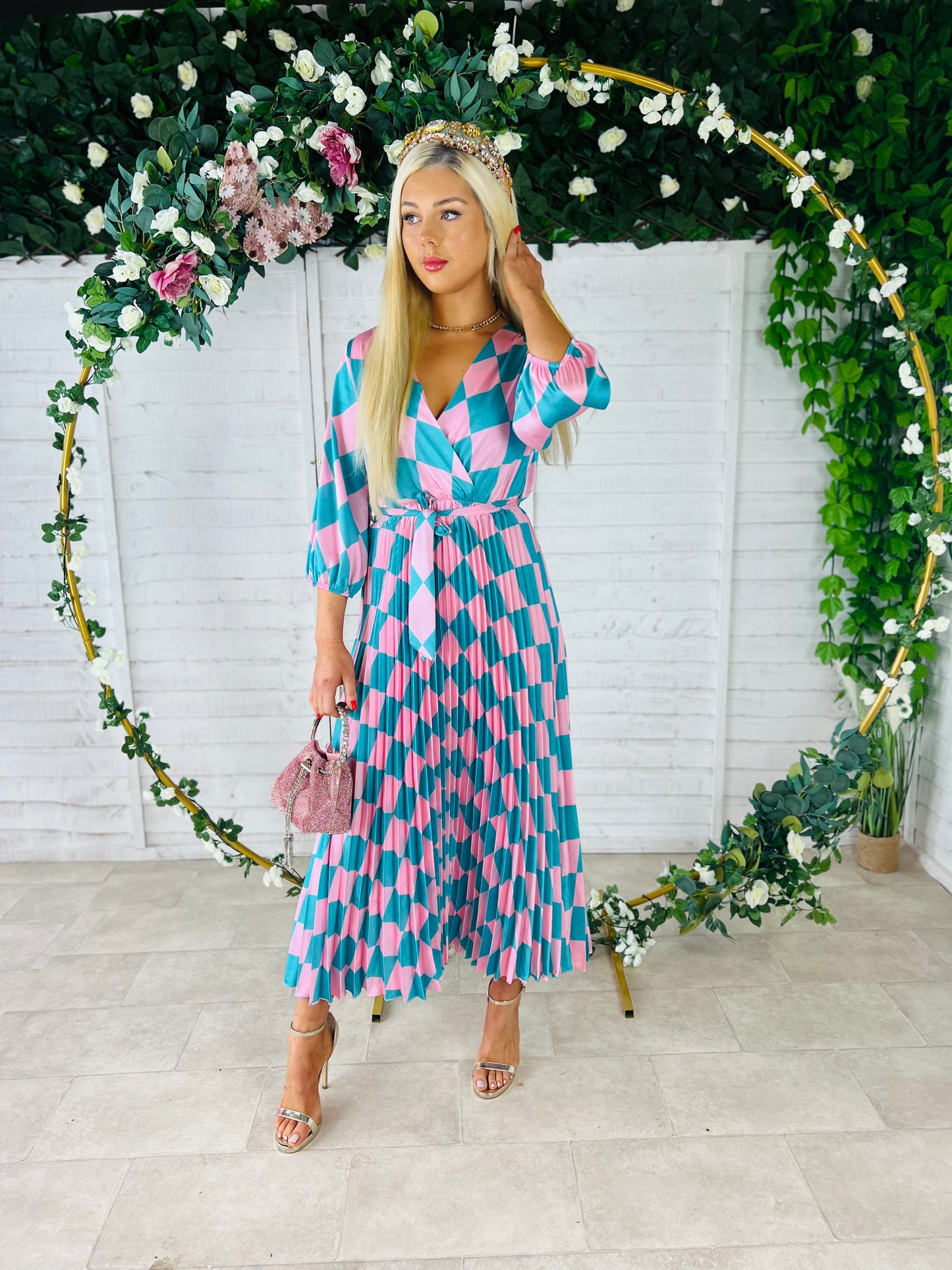 Sonika Dress Pink/Cyan