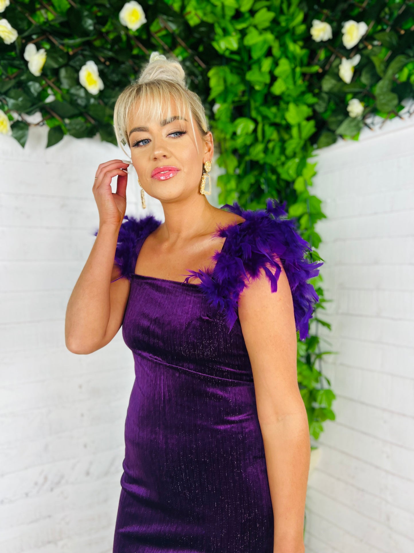 Janet Velour Dress Purple