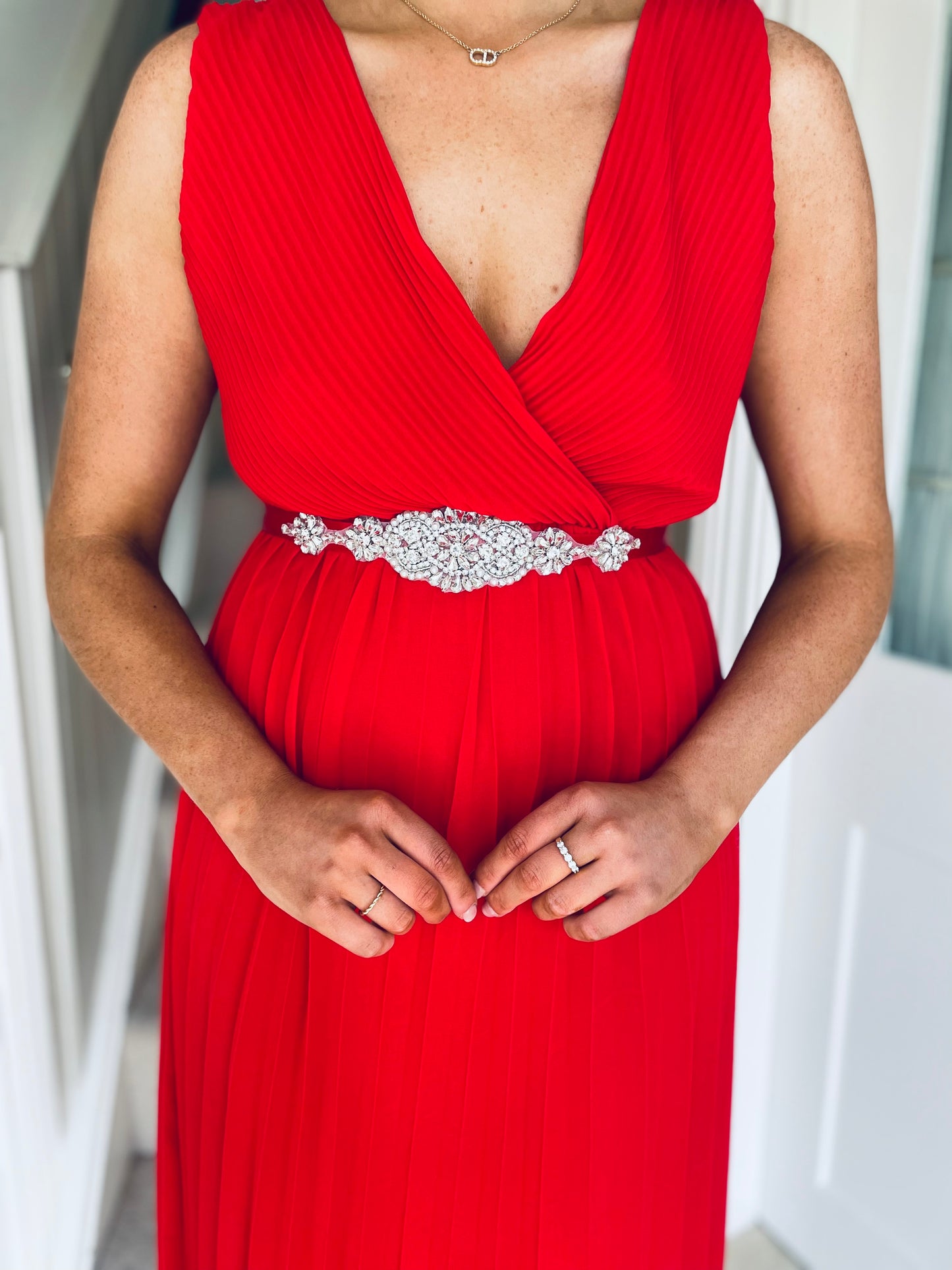 Embellished belt red