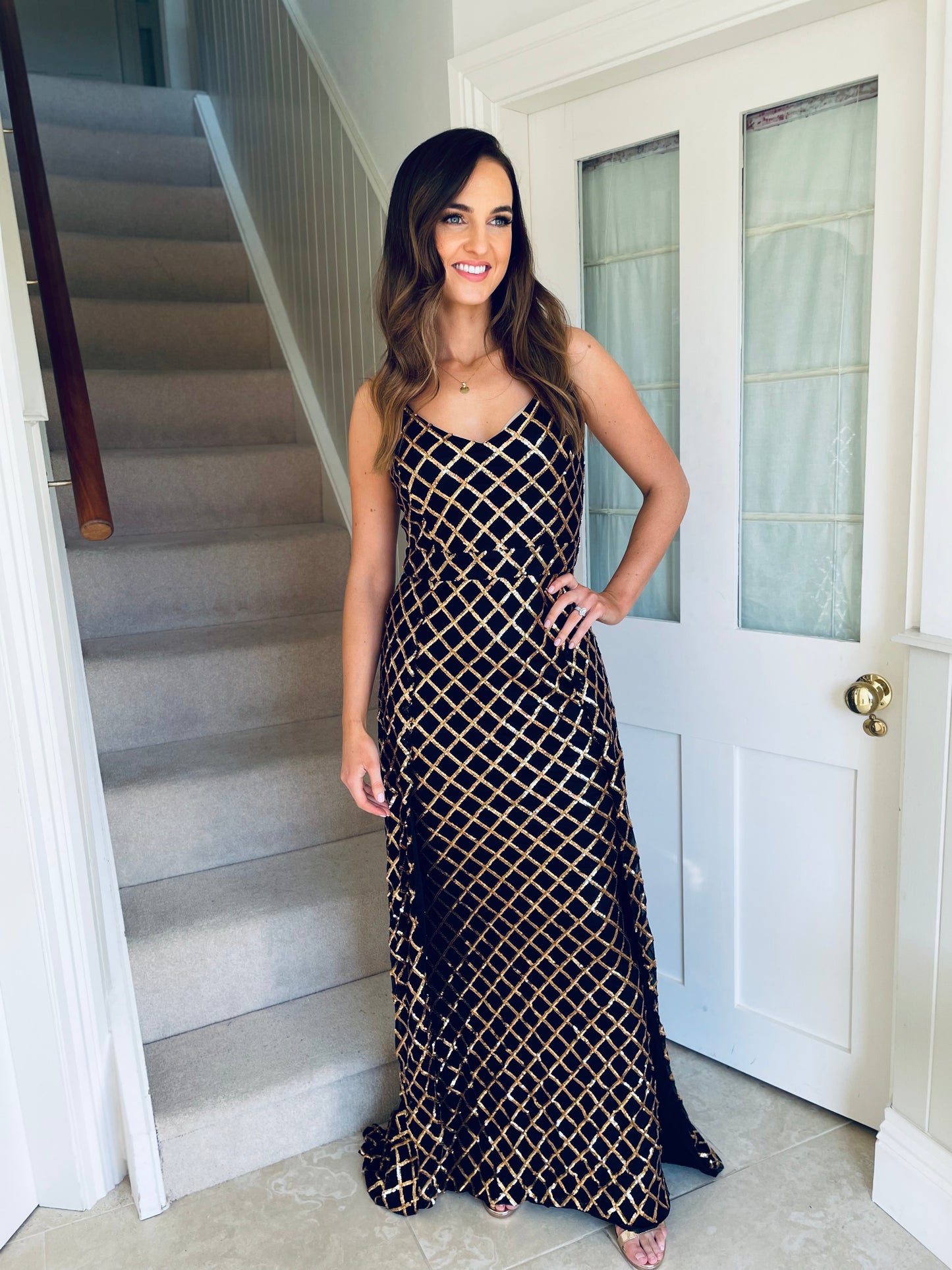 Una Dress Black & Gold