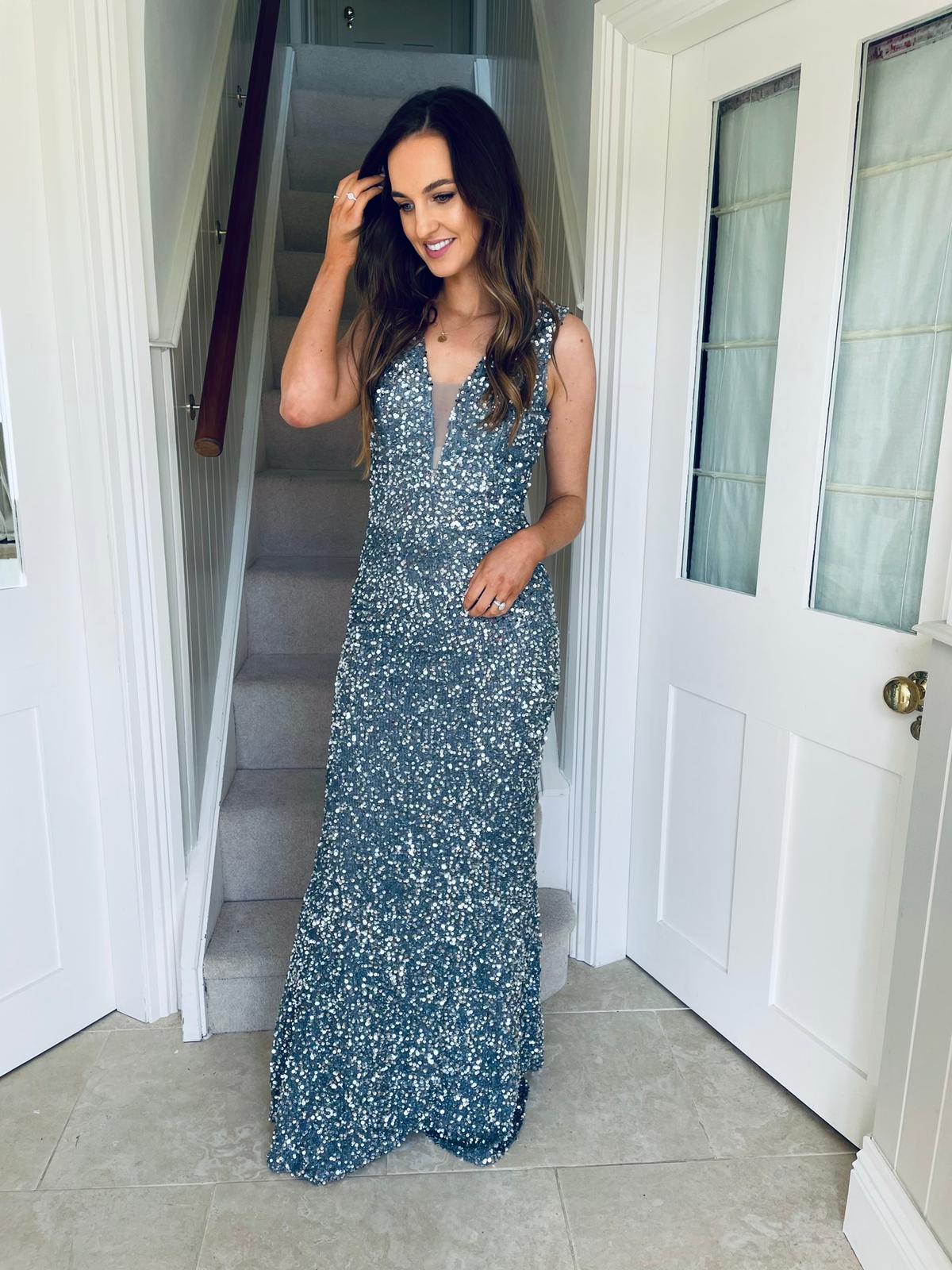 Traci Sequin Dress Pewter