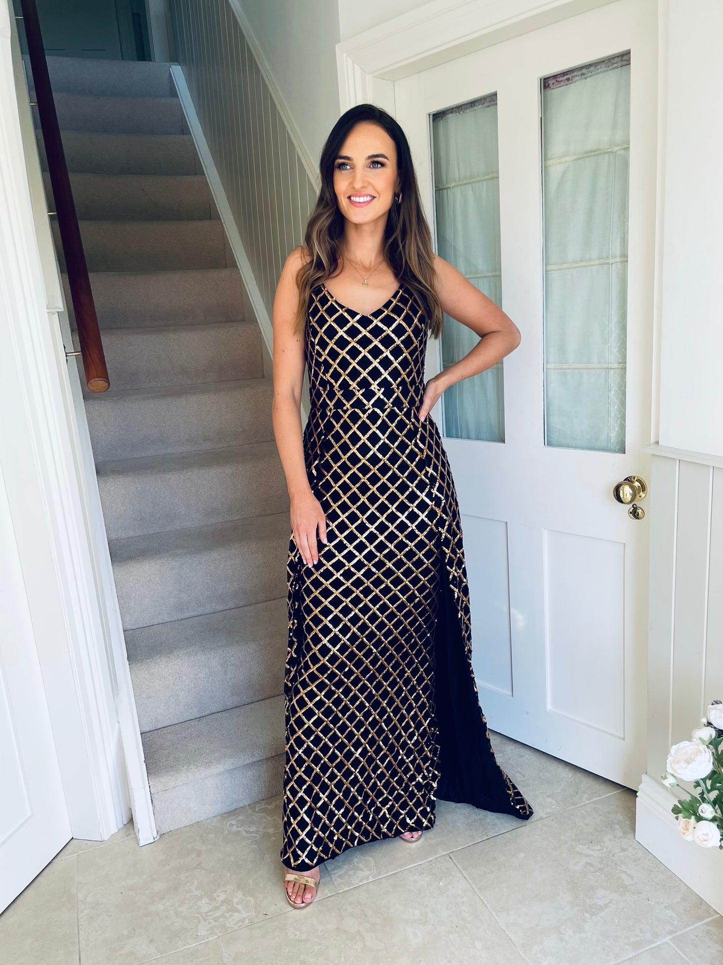 Una Dress Black & Gold