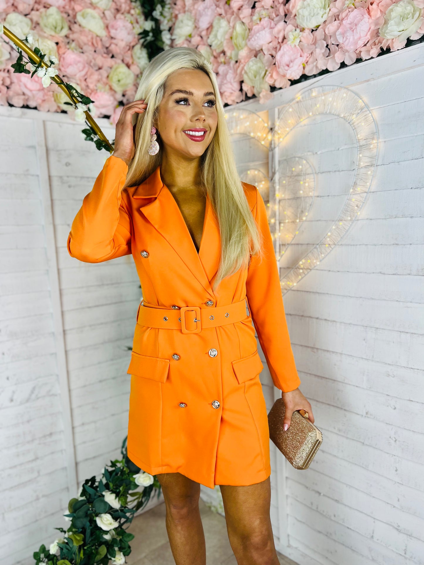 Finley Blazer Dress Orange