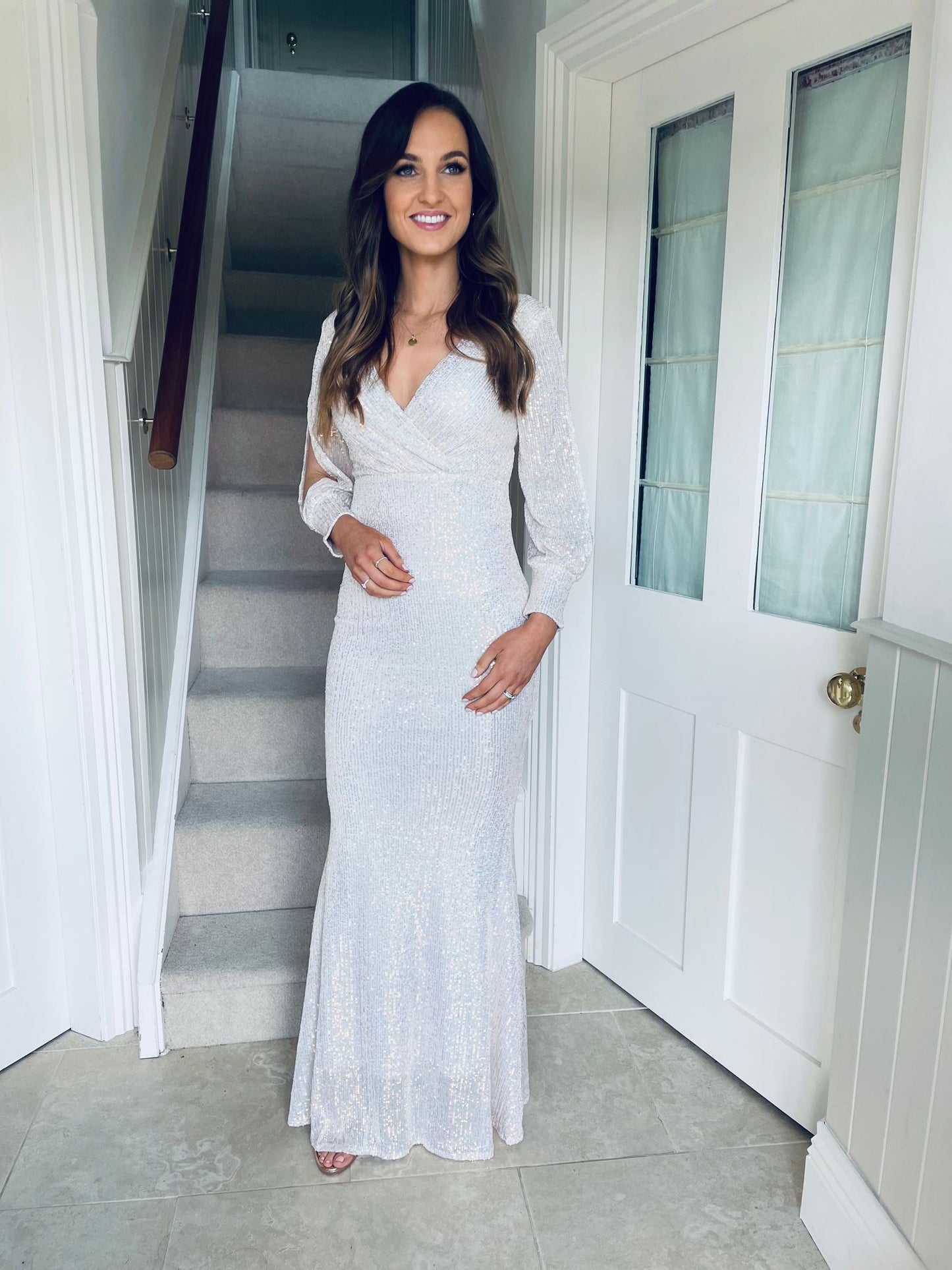 Laurie Sequin Dress Ivory