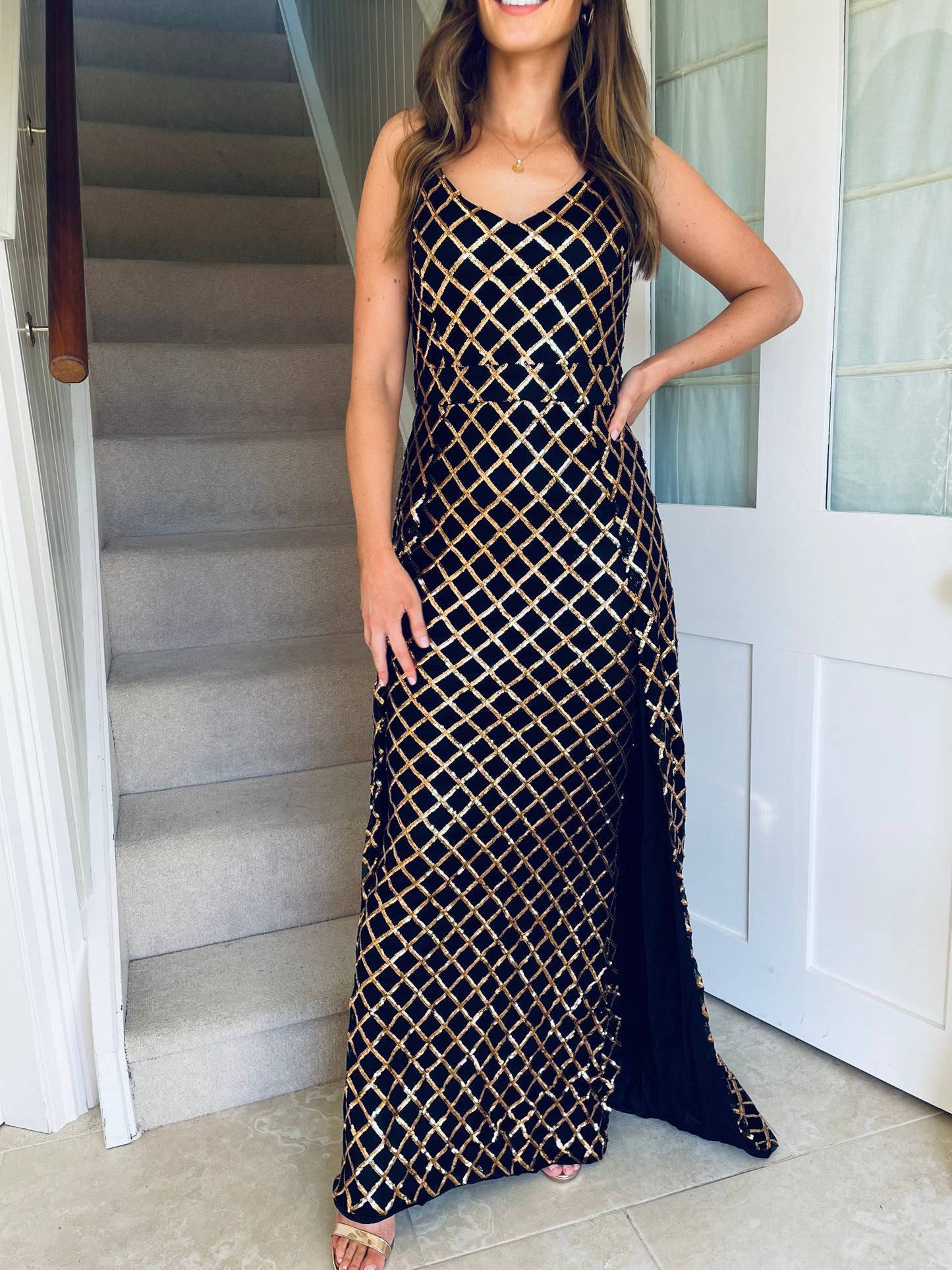Una Dress Black & Gold