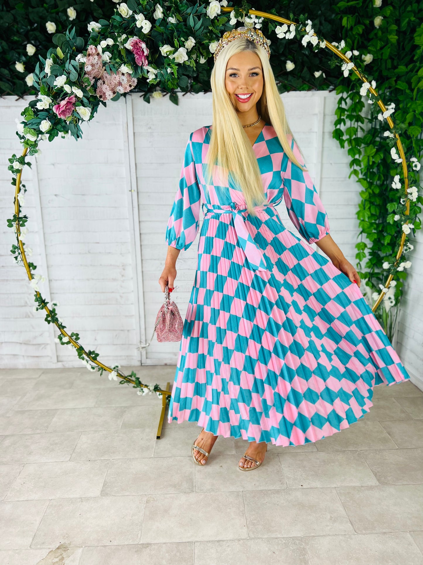 Sonika Dress Pink/Cyan