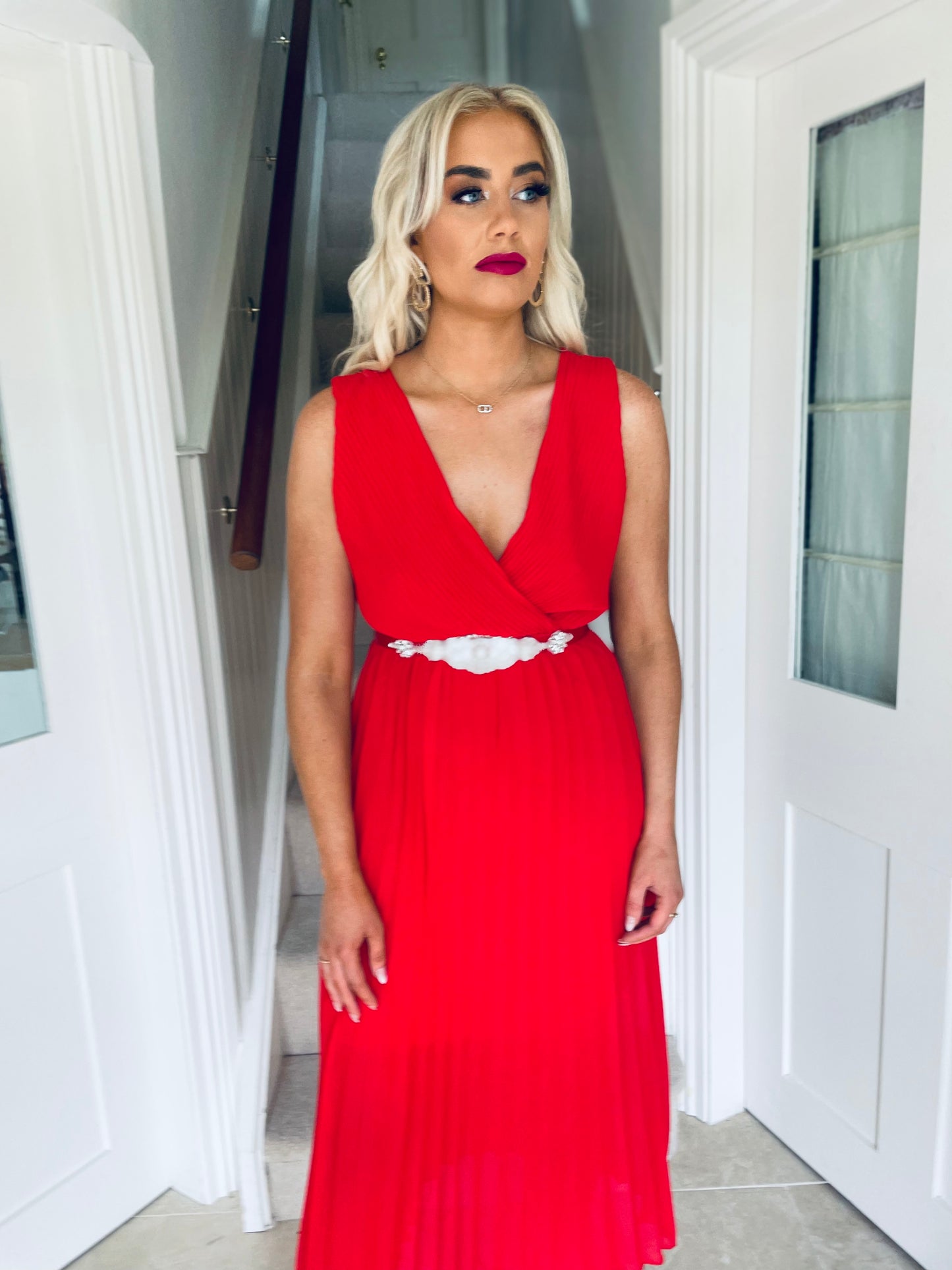 Embellished belt red