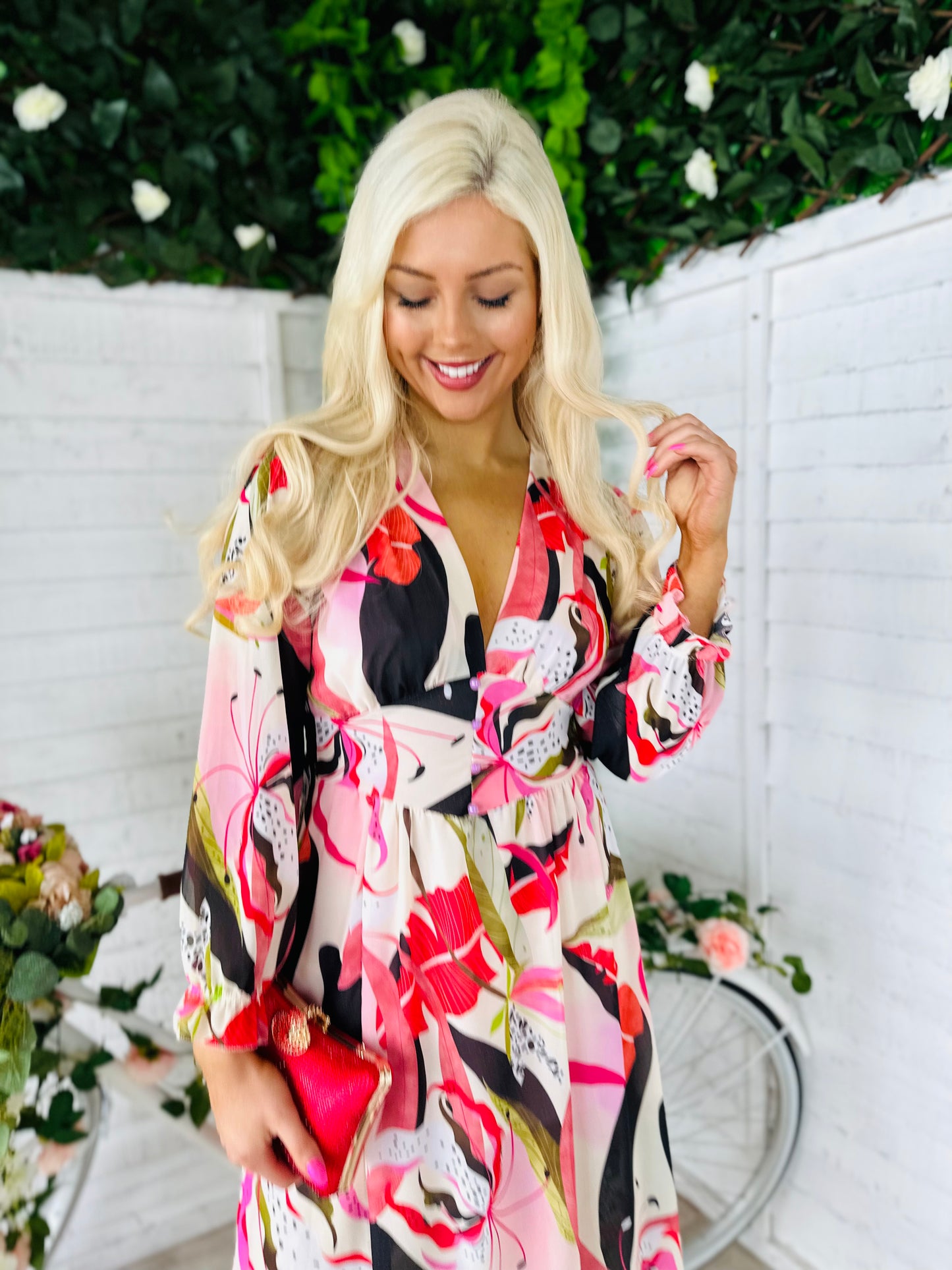 Dom Floral Print Midi Dress