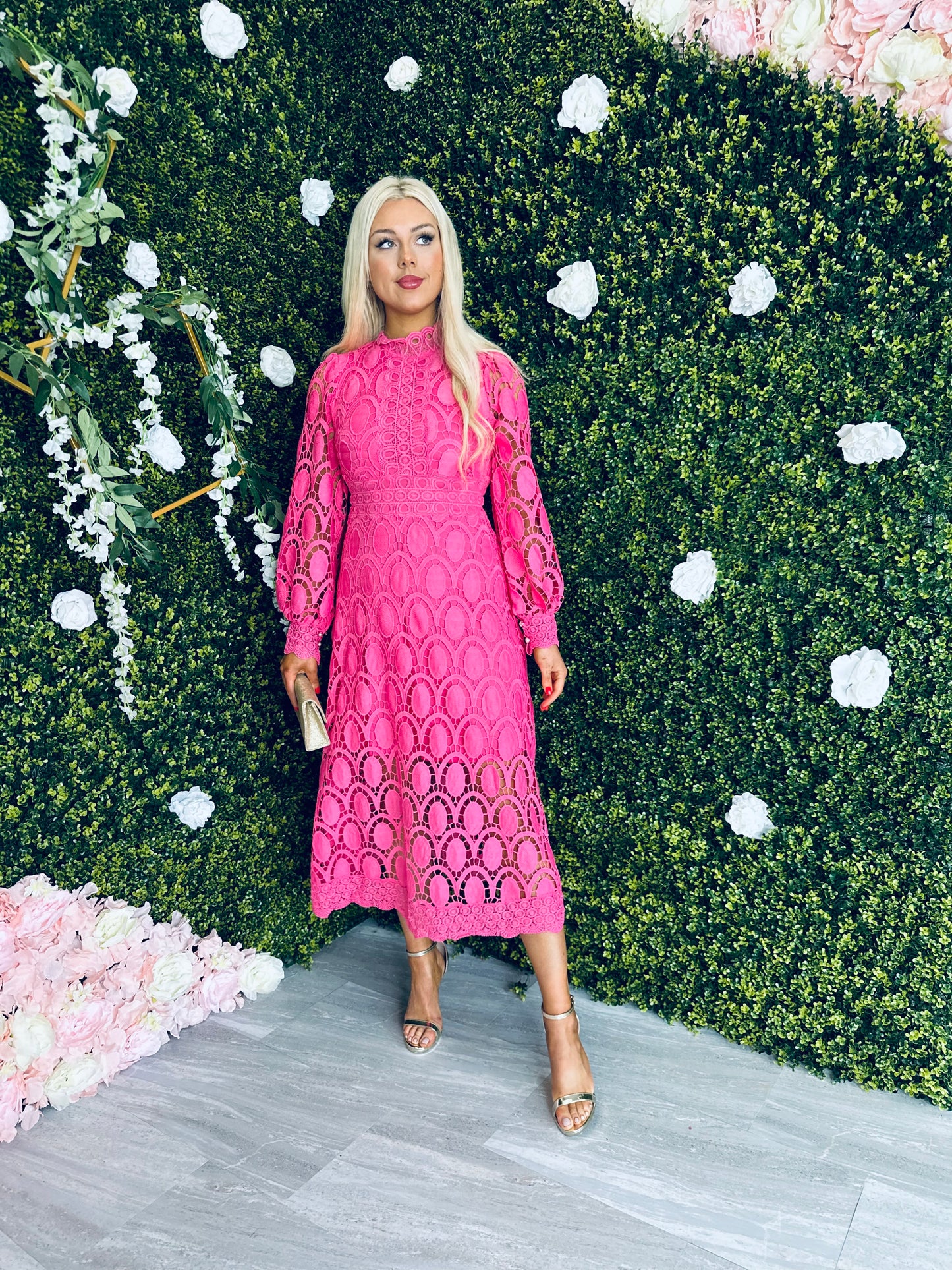 Briana Crochet Maxi Dress Pink