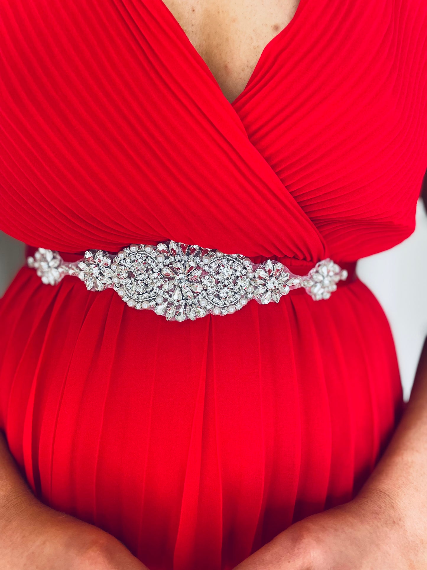 Embellished belt red