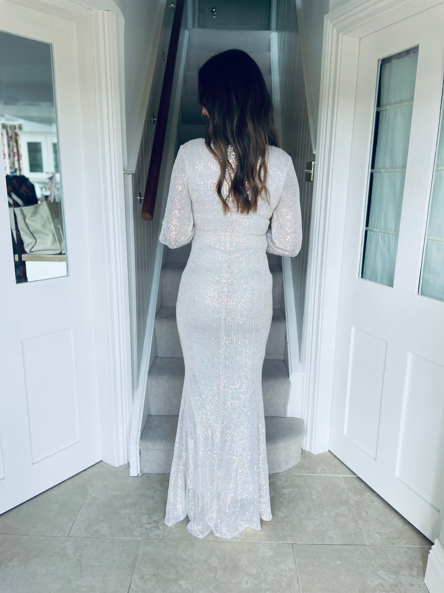 Laurie Sequin Dress Ivory