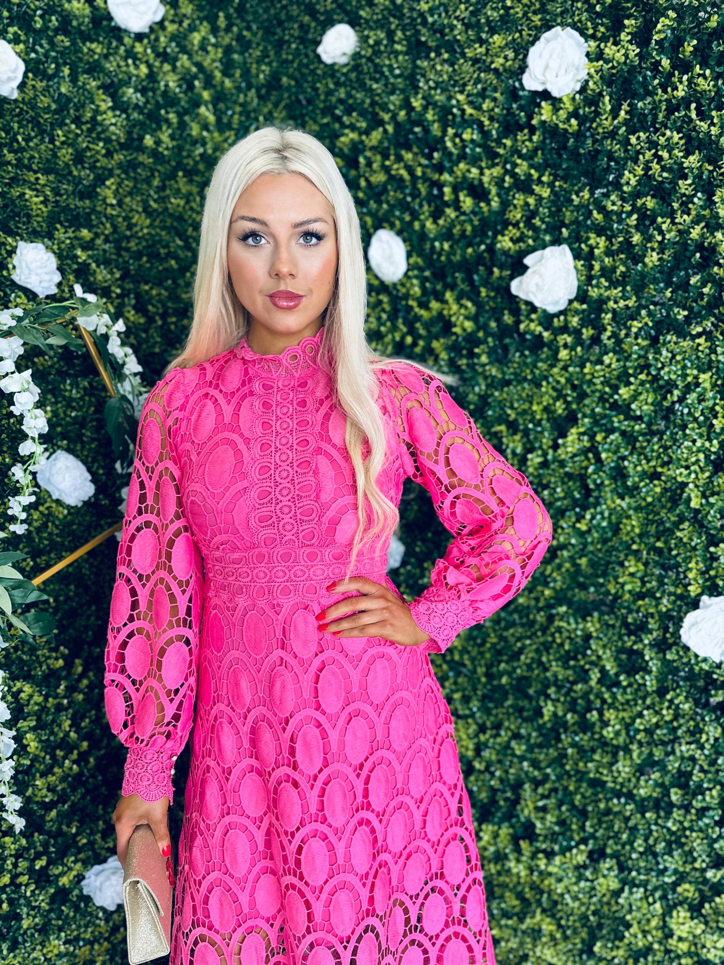 Briana Crochet Maxi Dress Pink