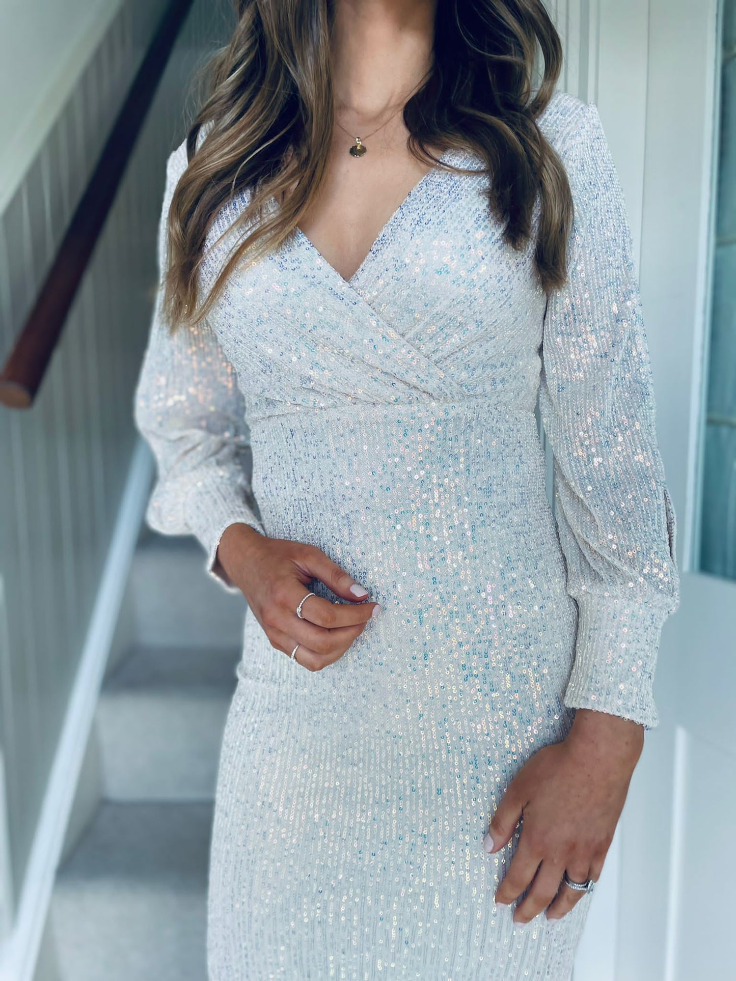 Laurie Sequin Dress Ivory