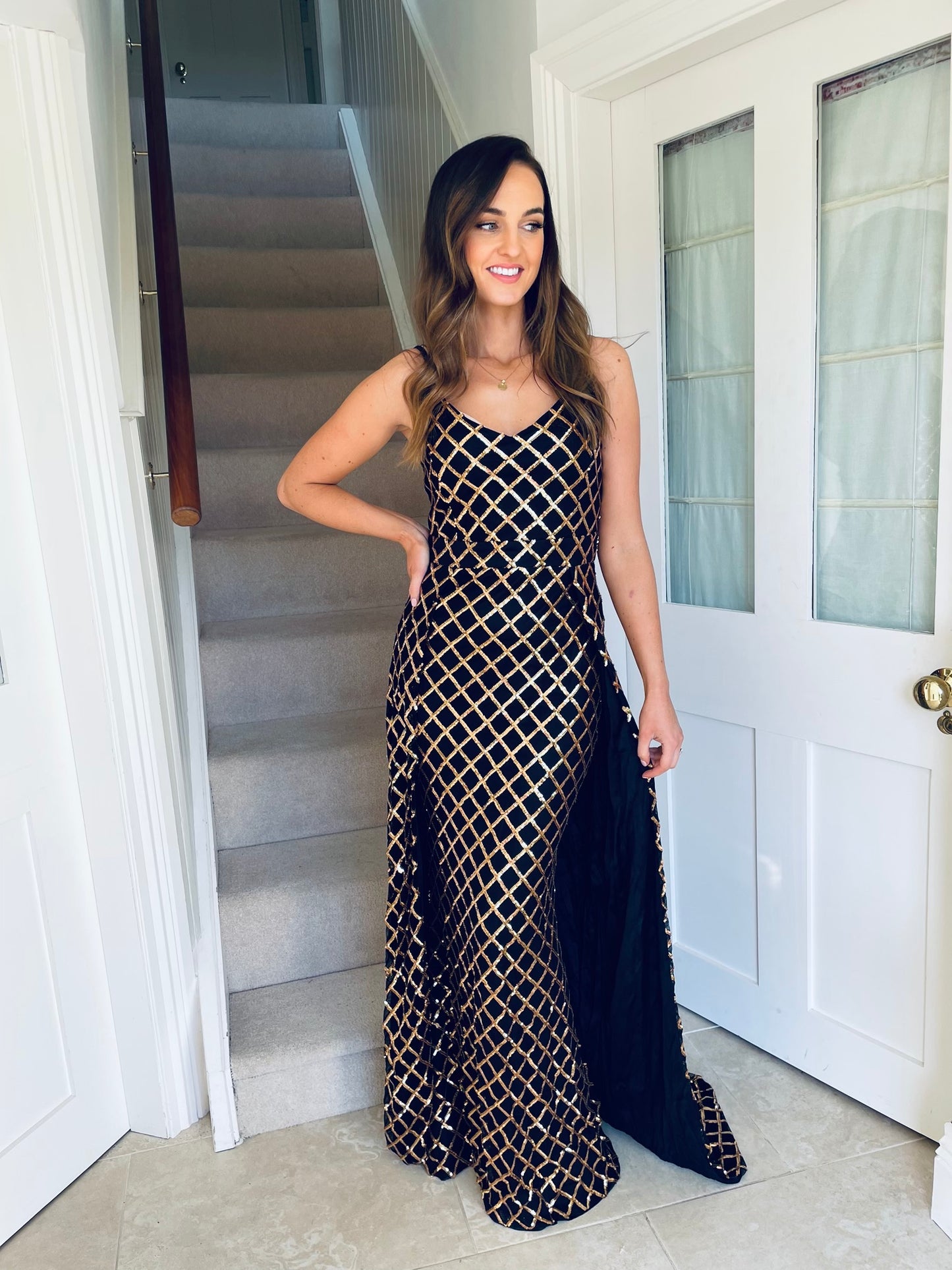 Una Dress Black & Gold