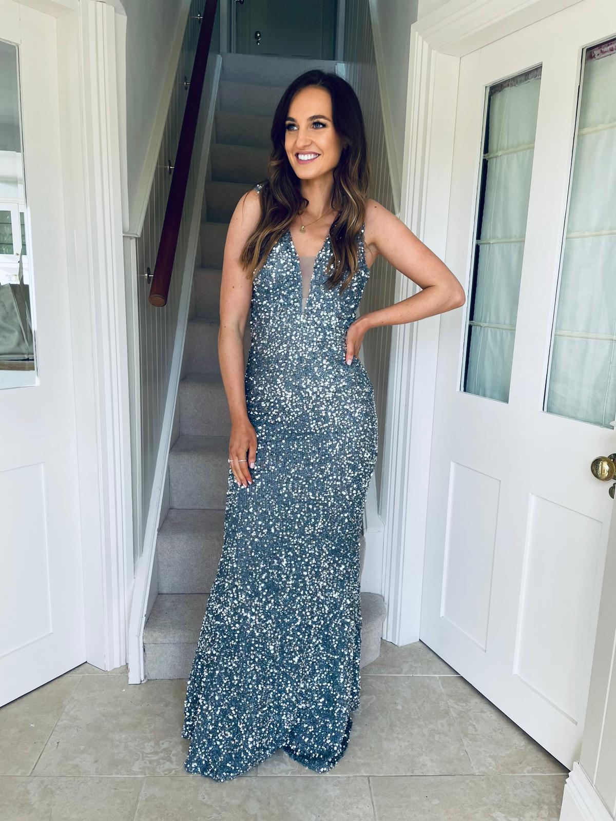 Traci Sequin Dress Pewter