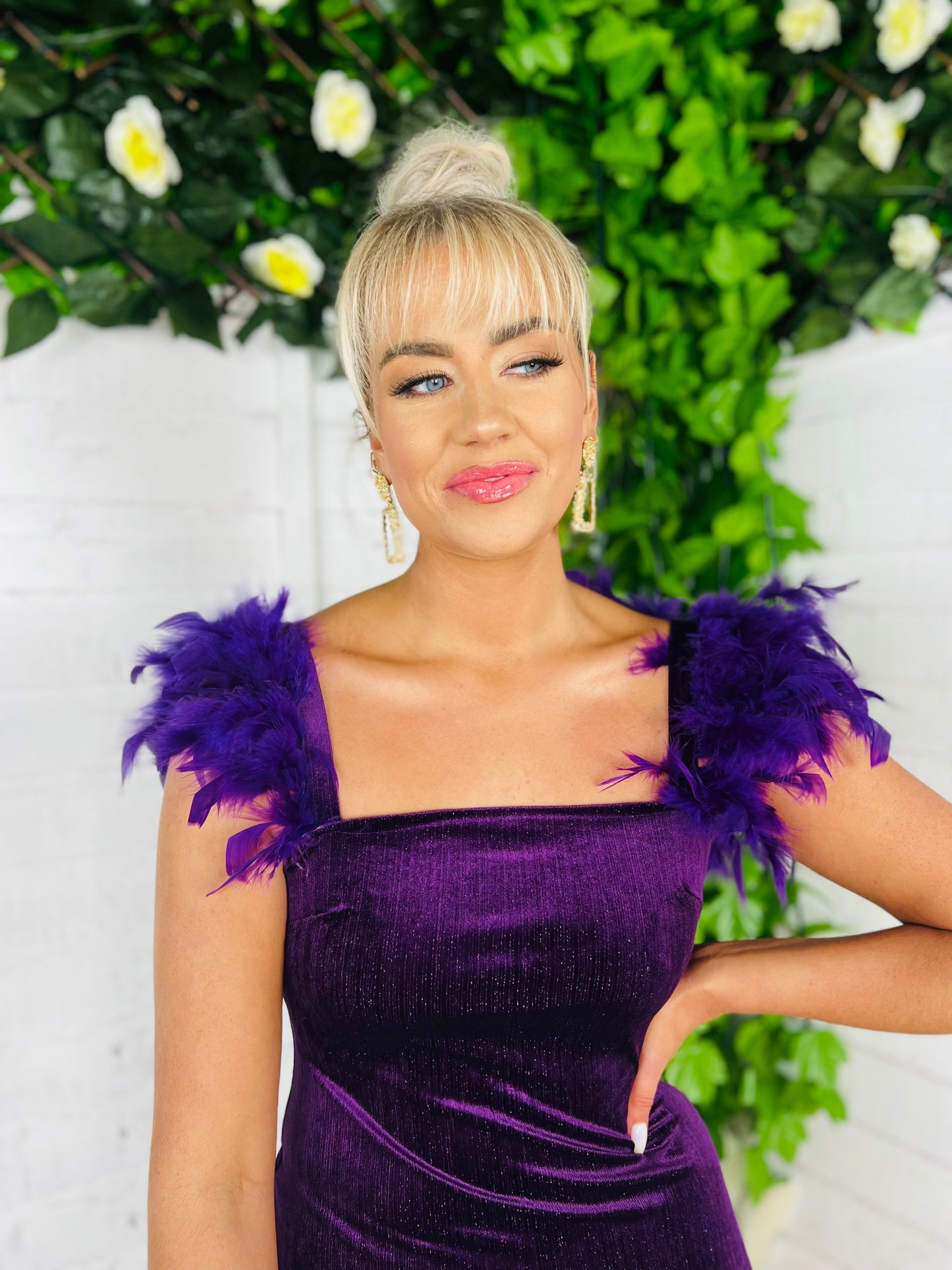 Janet Velour Dress Purple