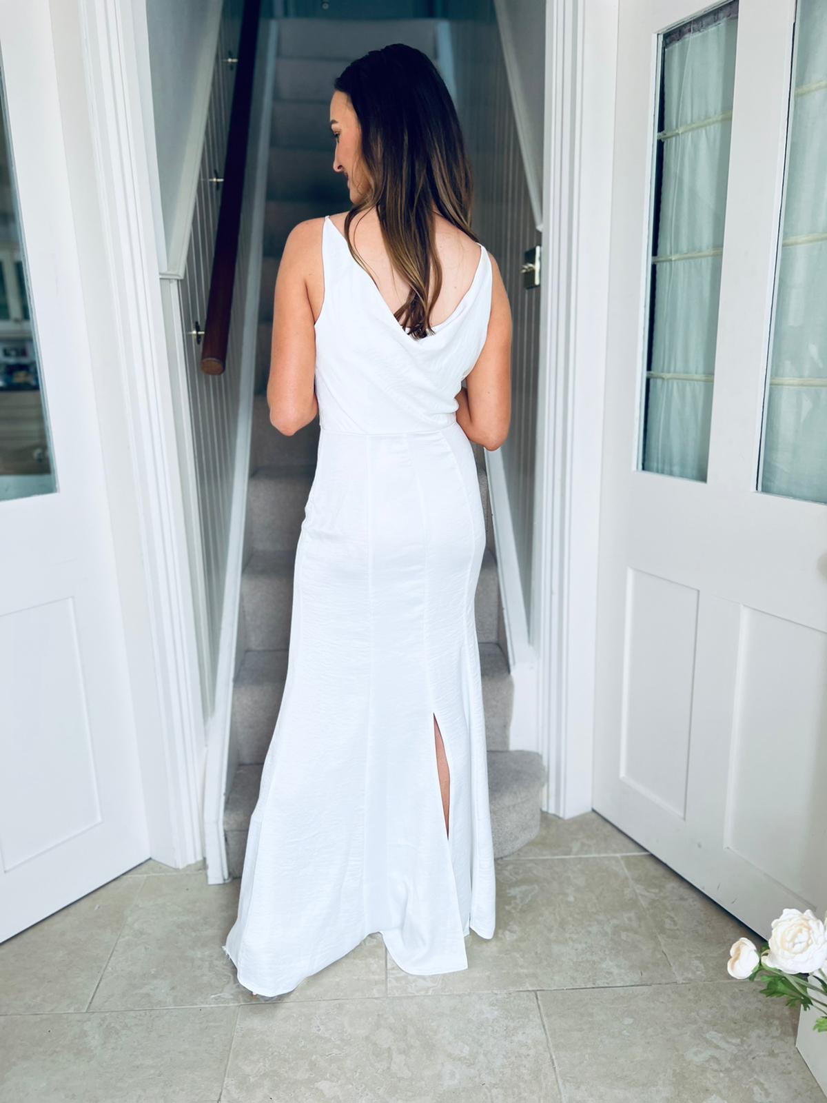 Louis Cowl Neck Maxi Dress White