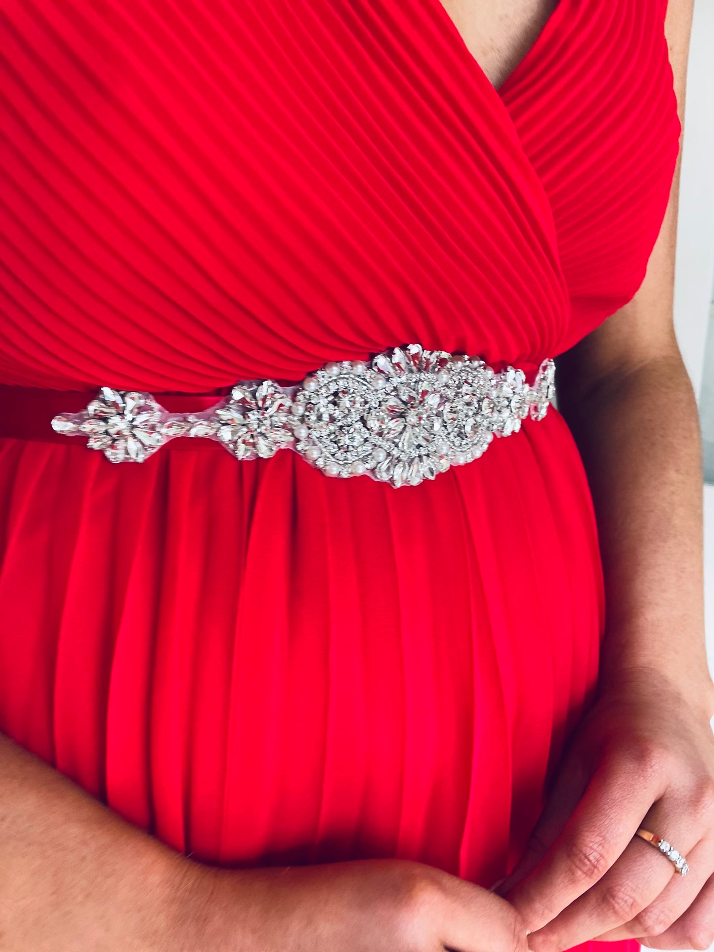 Embellished belt red