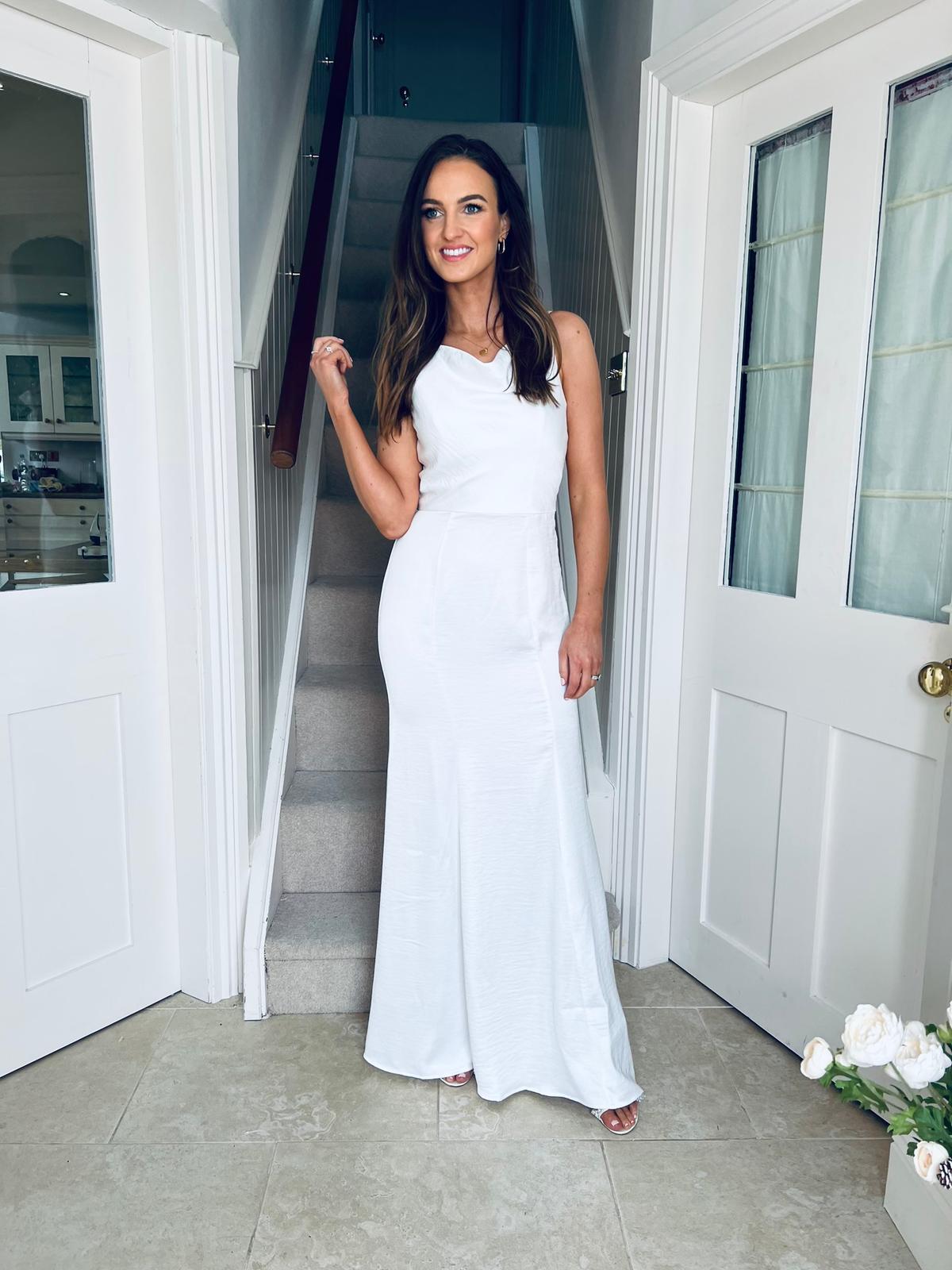 Louis Cowl Neck Maxi Dress White
