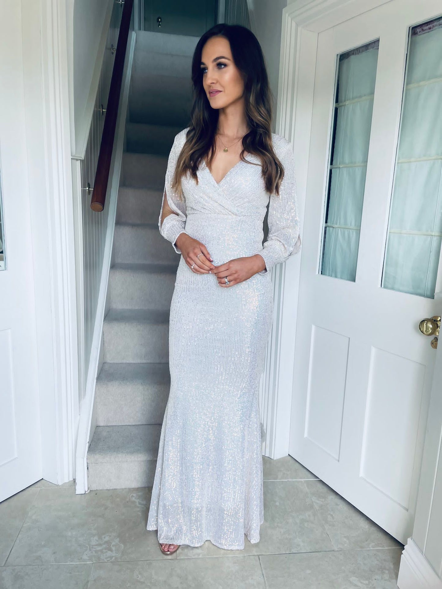Laurie Sequin Dress Ivory