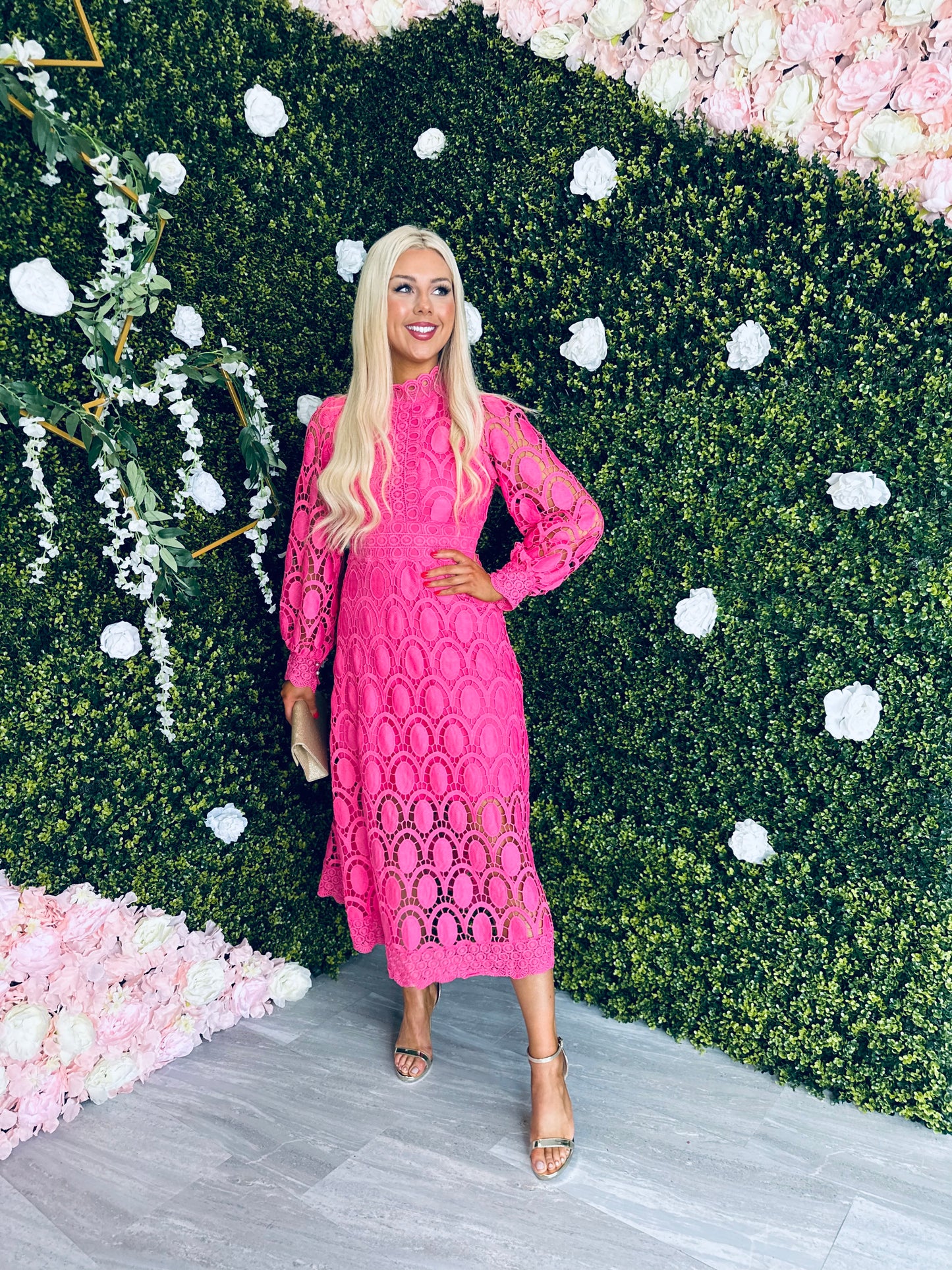 Briana Crochet Maxi Dress Pink