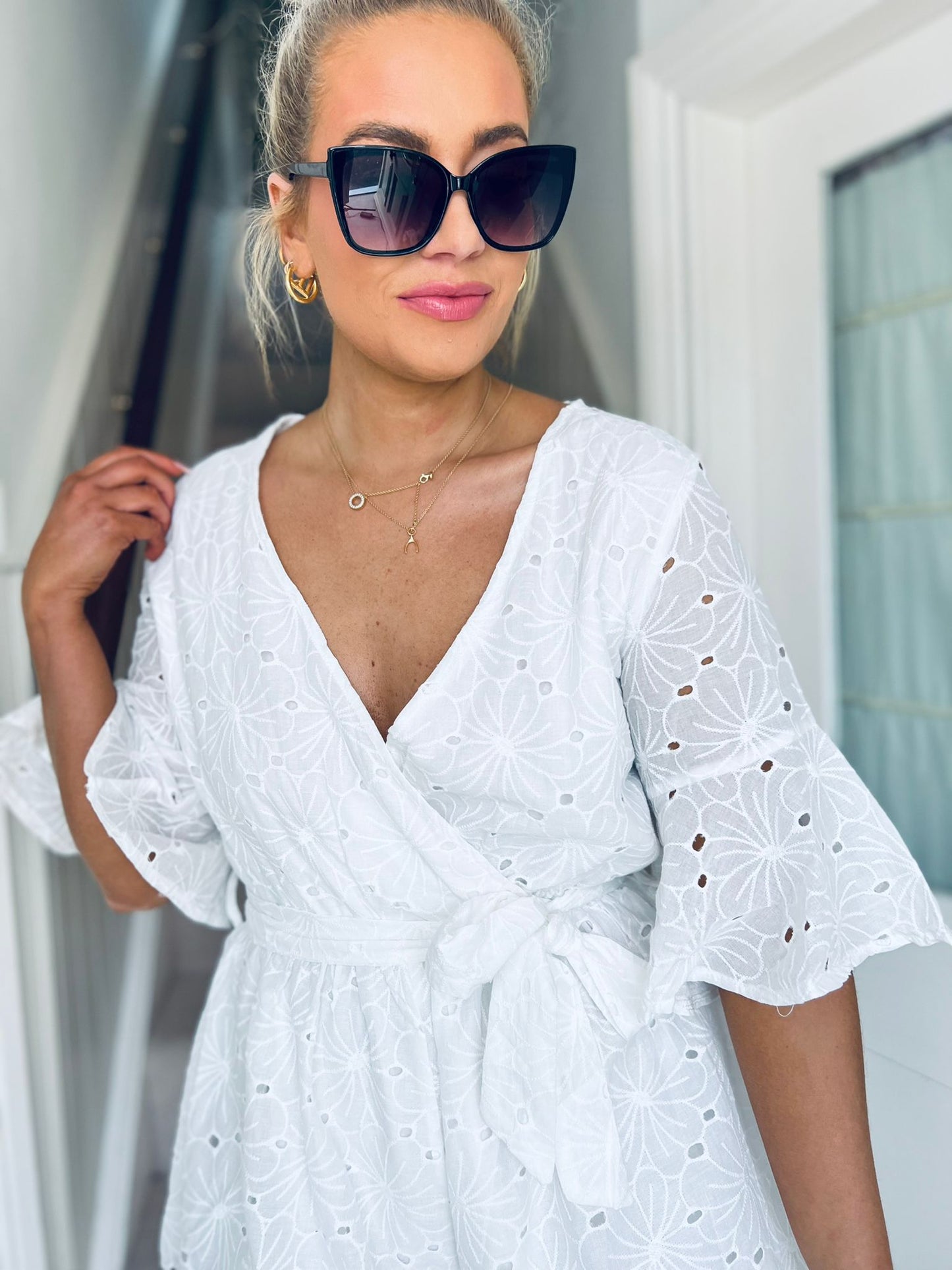 Pia Lace Playsuit White