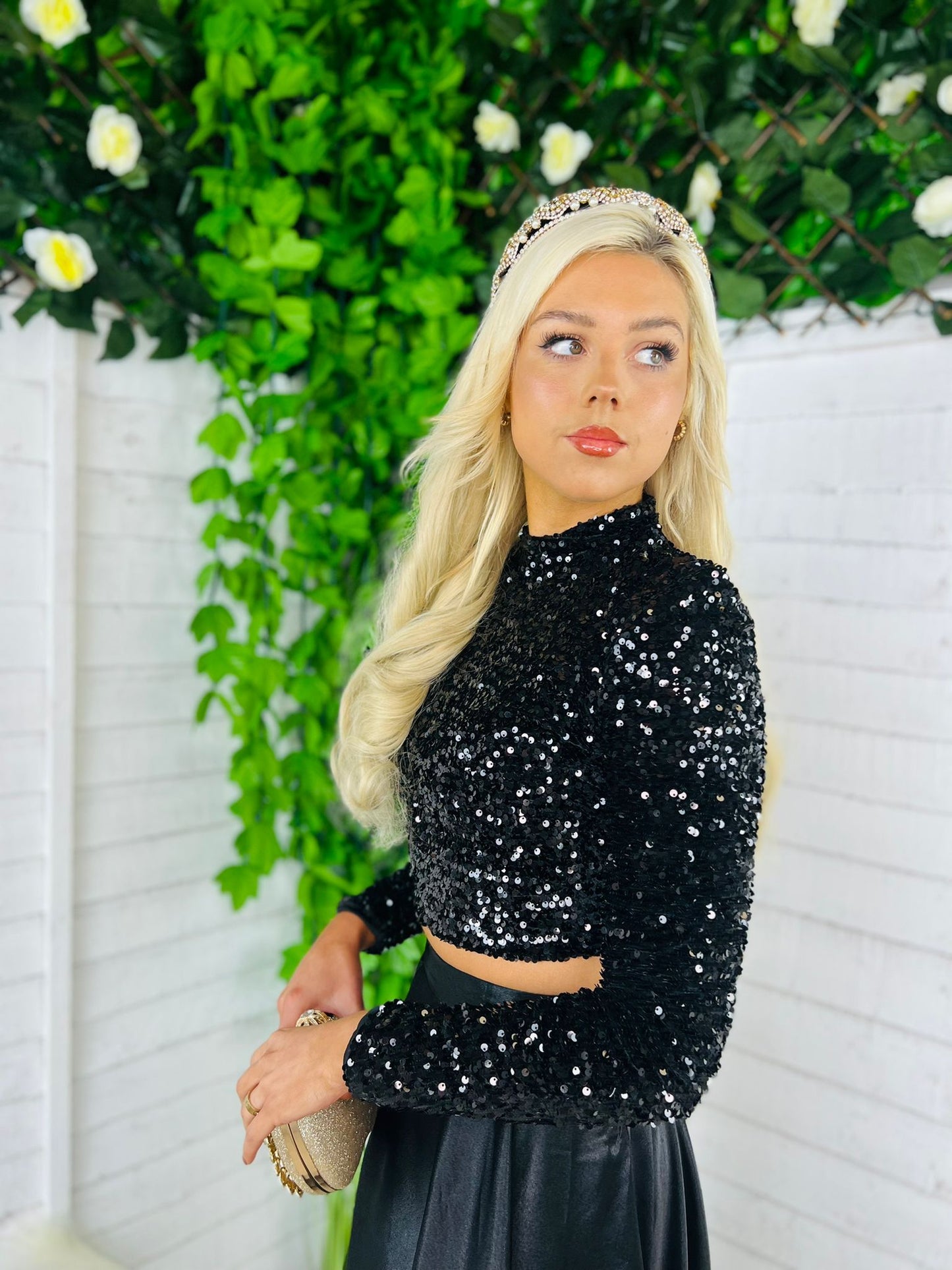 Tia Sequin Top Black