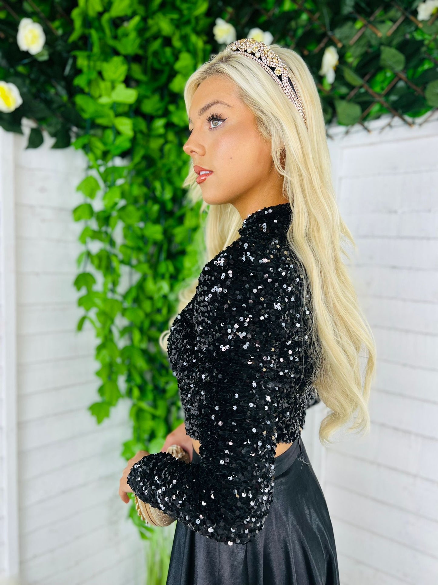 Tia Sequin Top Black