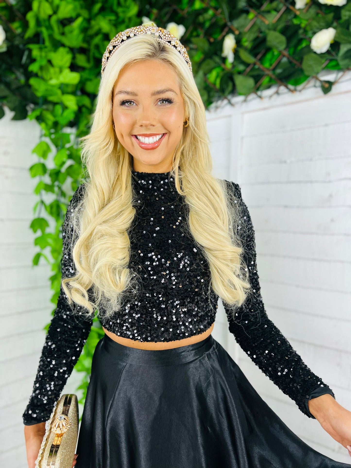 Tia Sequin Top Black