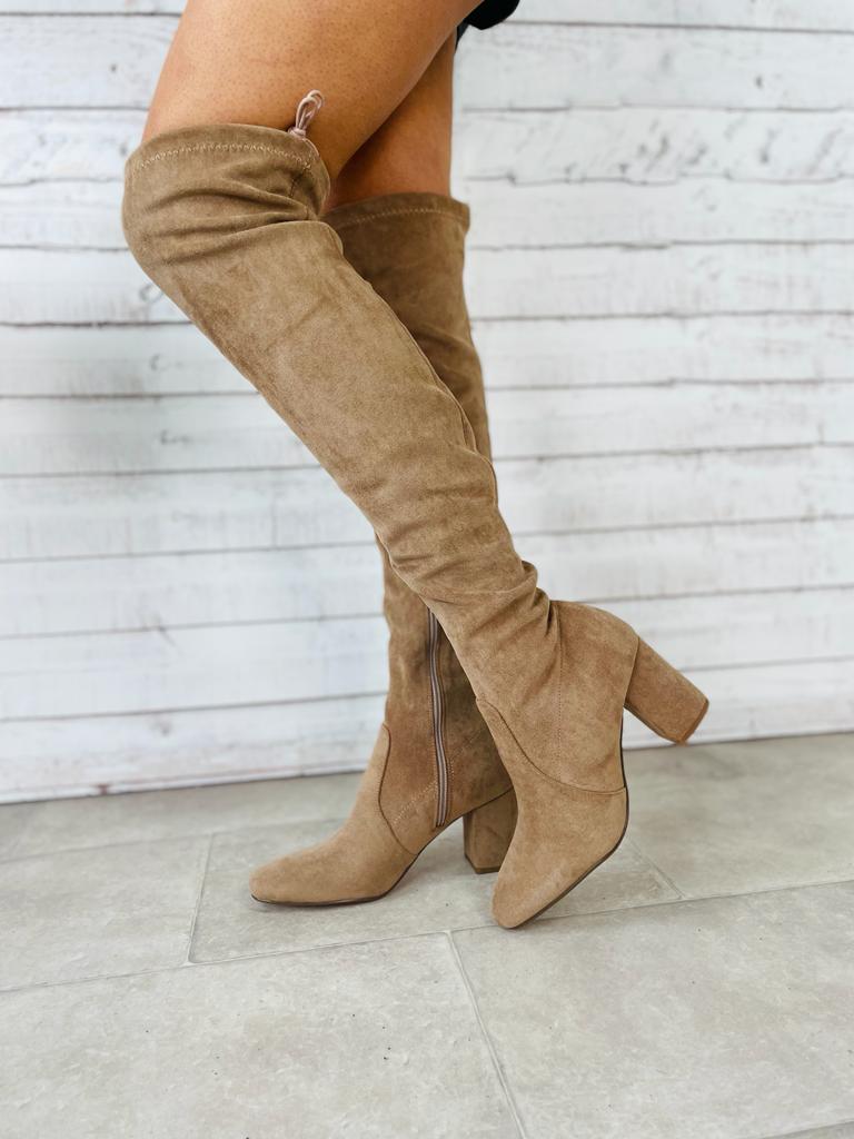 Marcus Over Knee Boots Taupe
