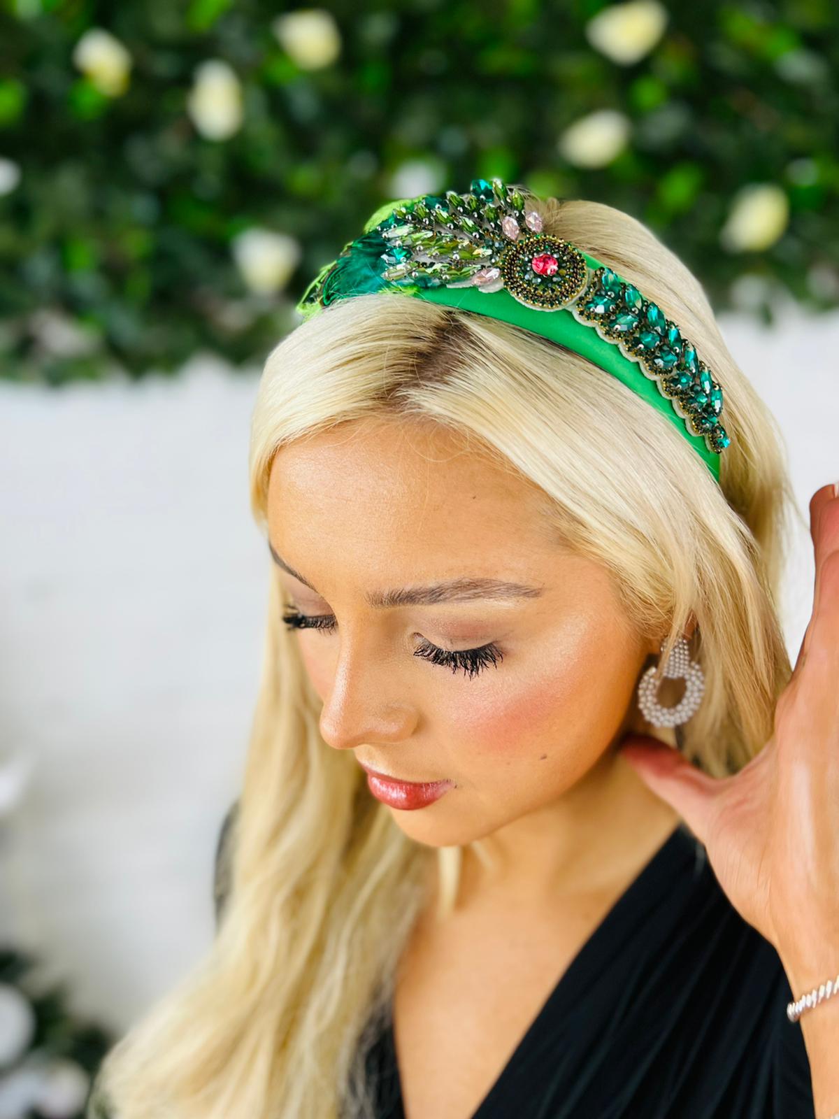 Mel Embellished Hairband Green