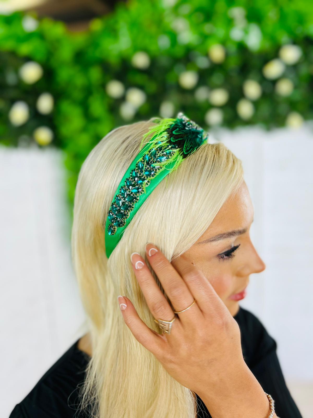 Mel Embellished Hairband Green