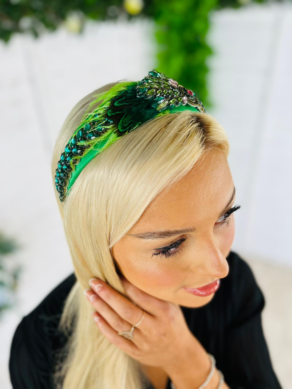 Mel Embellished Hairband Green