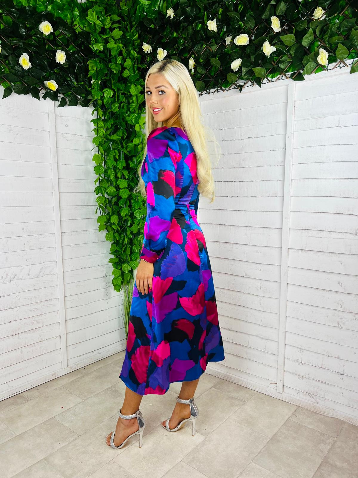 Amanda Midi Dress Abstract Purple