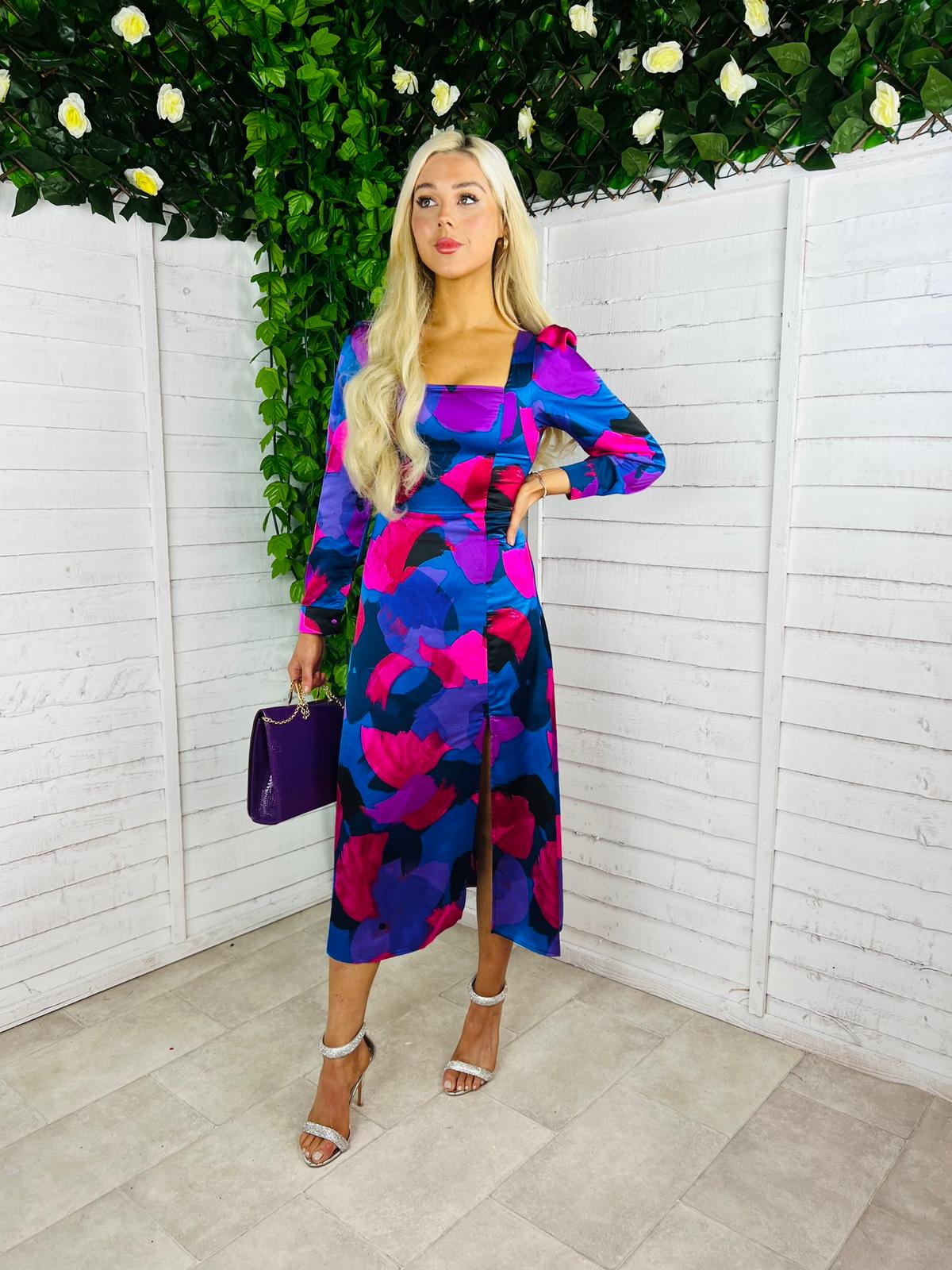 Amanda Midi Dress Abstract Purple