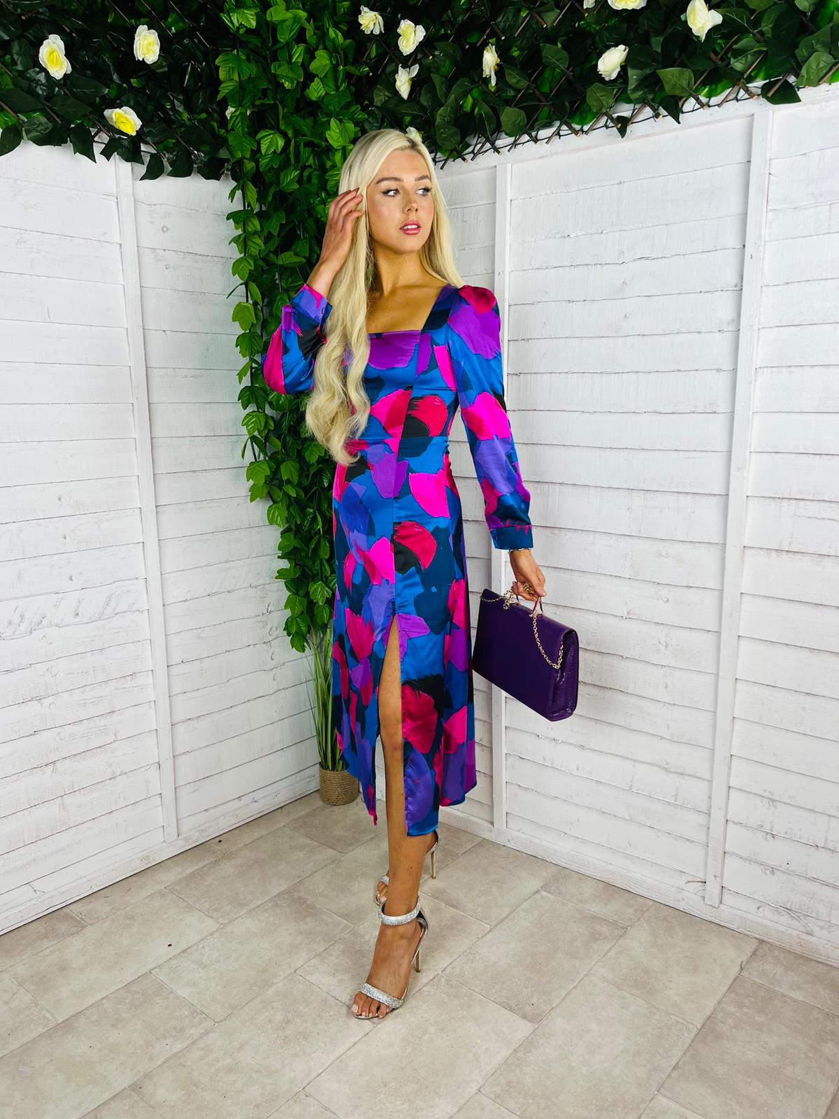 Amanda Midi Dress Abstract Purple