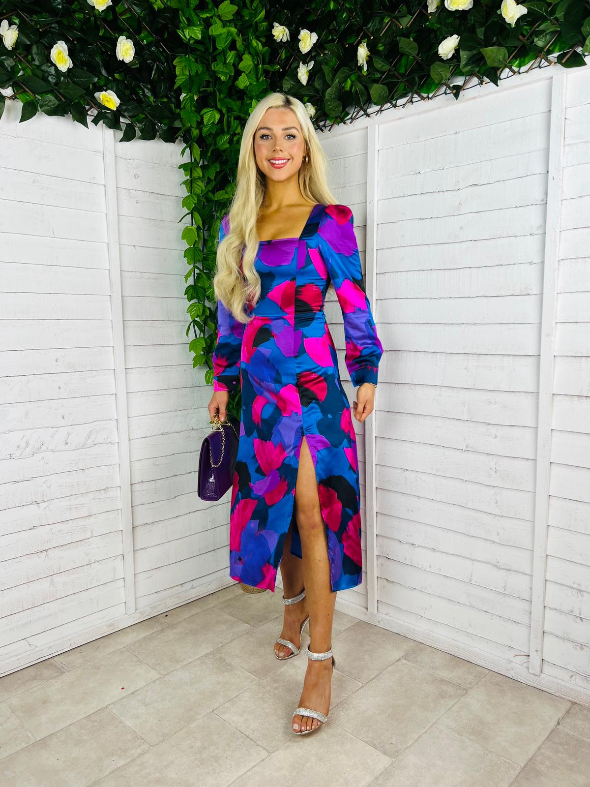 Amanda Midi Dress Abstract Purple