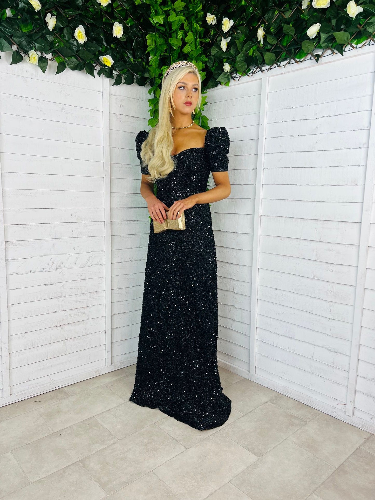 Liz Sequin Maxi Dress Black