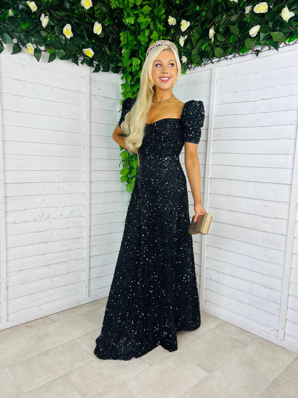 Liz Sequin Maxi Dress Black
