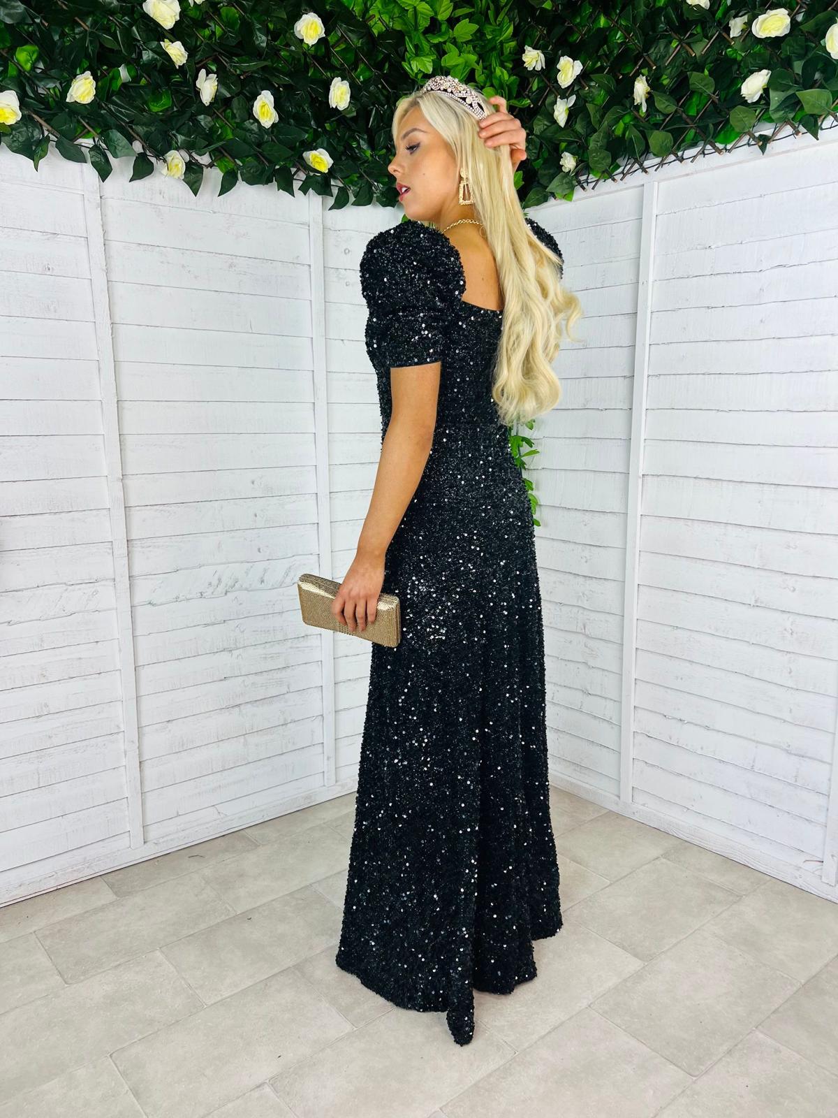 Liz Sequin Maxi Dress Black