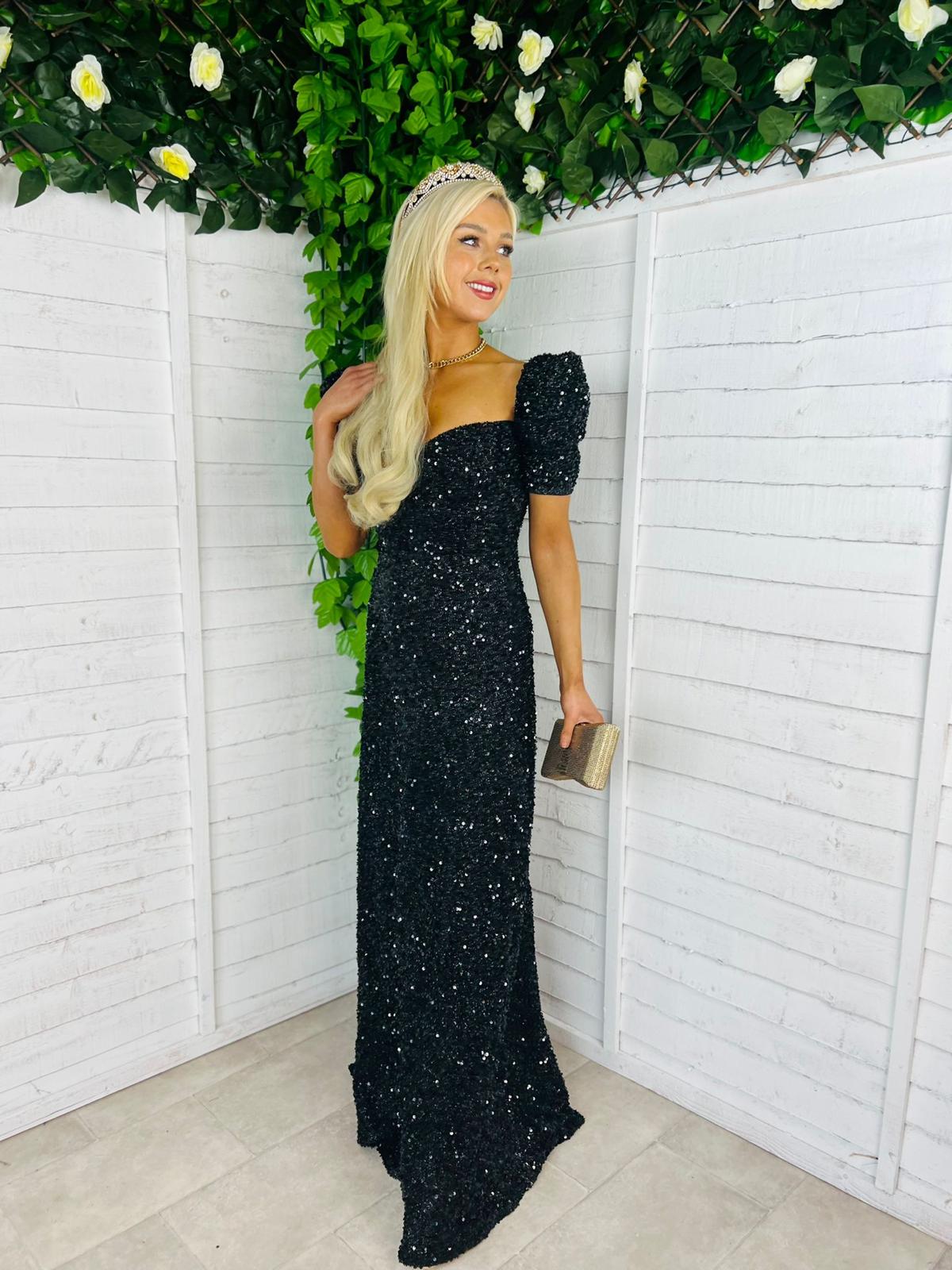 Liz Sequin Maxi Dress Black