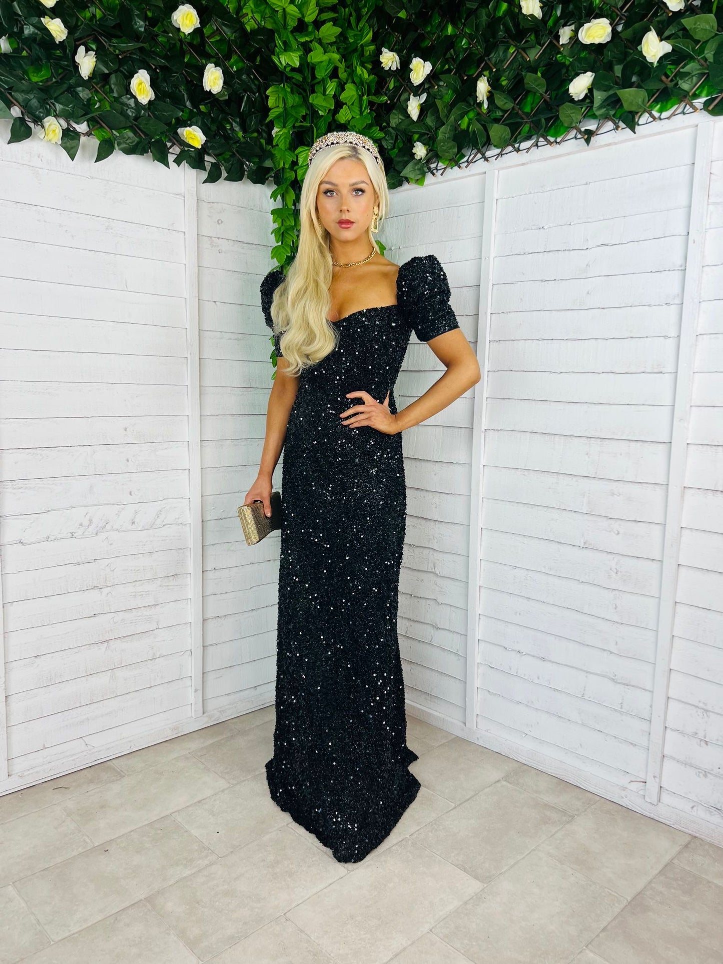 Liz Sequin Maxi Dress Black