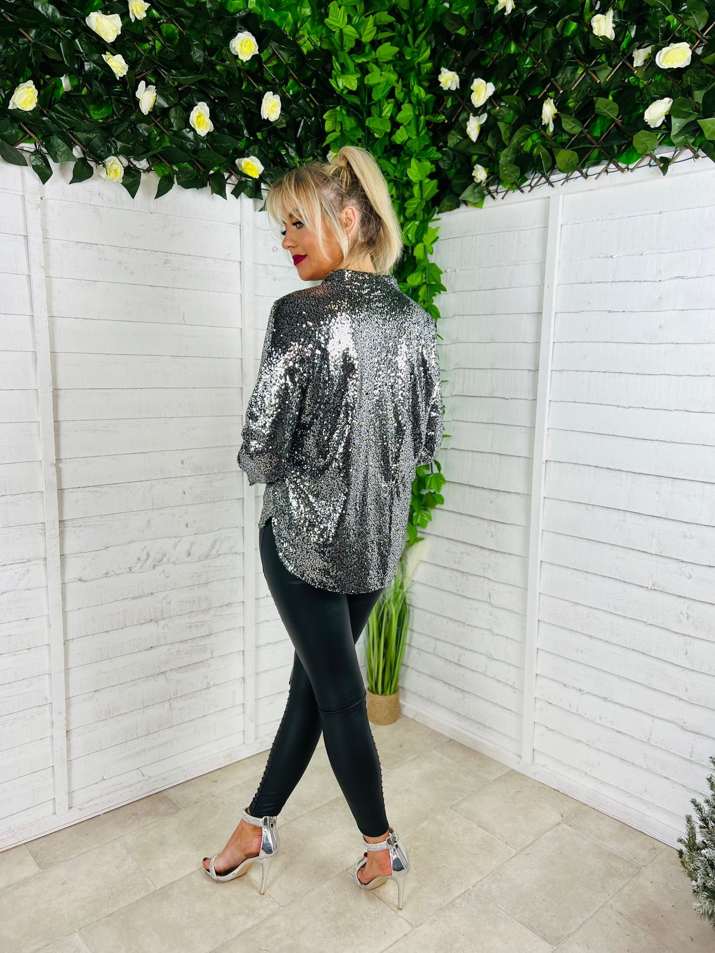Brona Sequin Top Silver